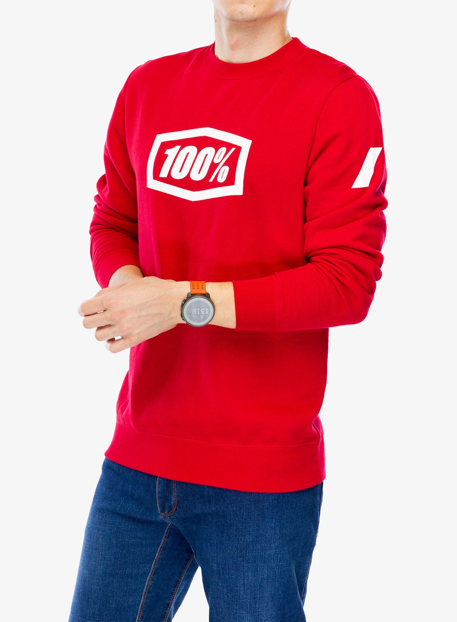 Jopica 100% Icon Pullover Crewneck Fleece Sweatshirt - deep red