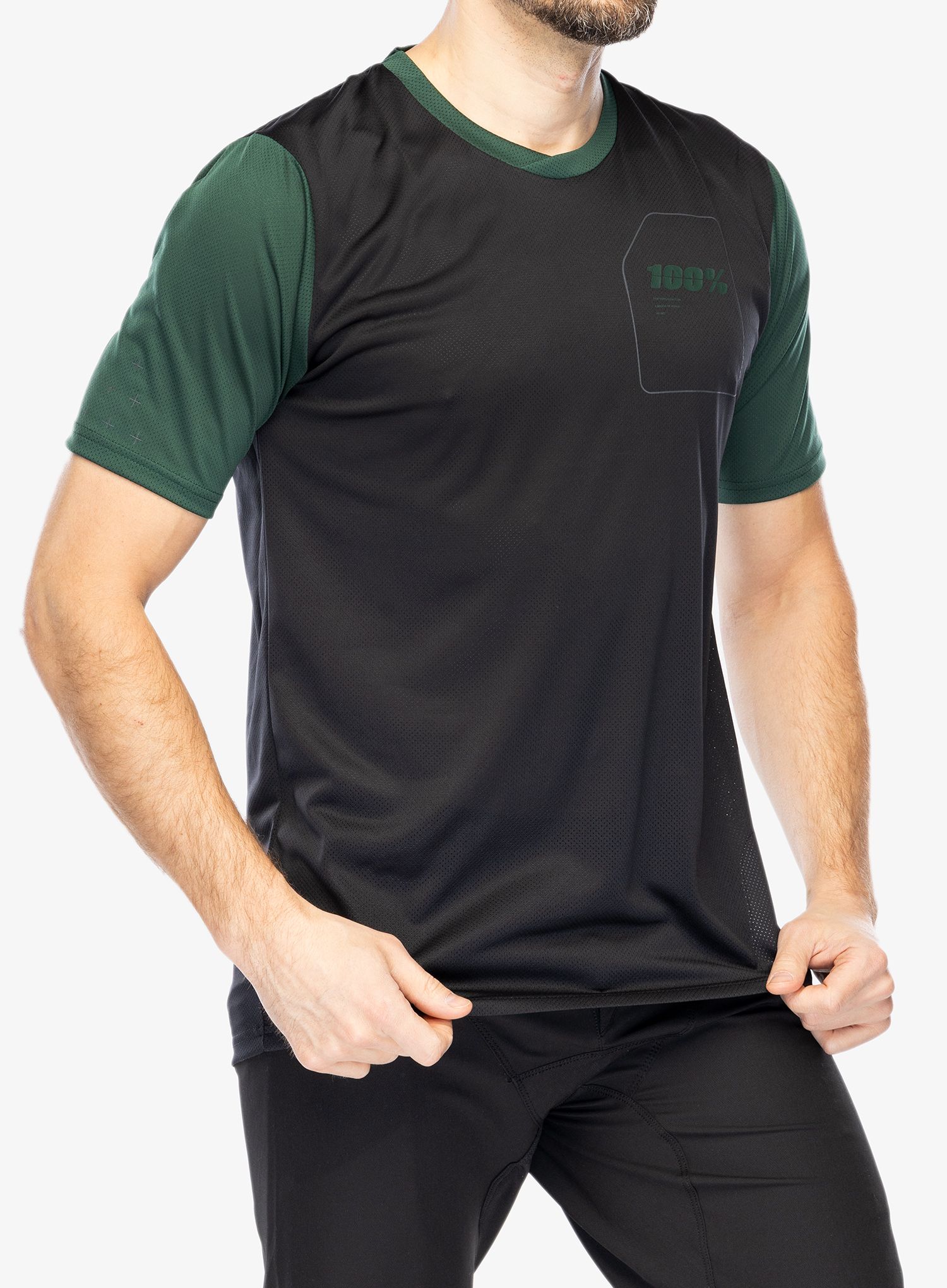 Kolesarska majica 100% Ridecamp Jersey - black/forest green