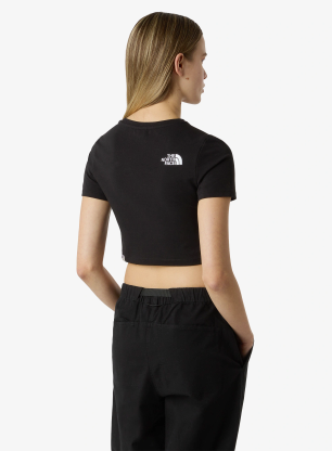 Ženska bombažna majica The North Face Essential Cropped Slim Short Sleeve Tee - tnf black