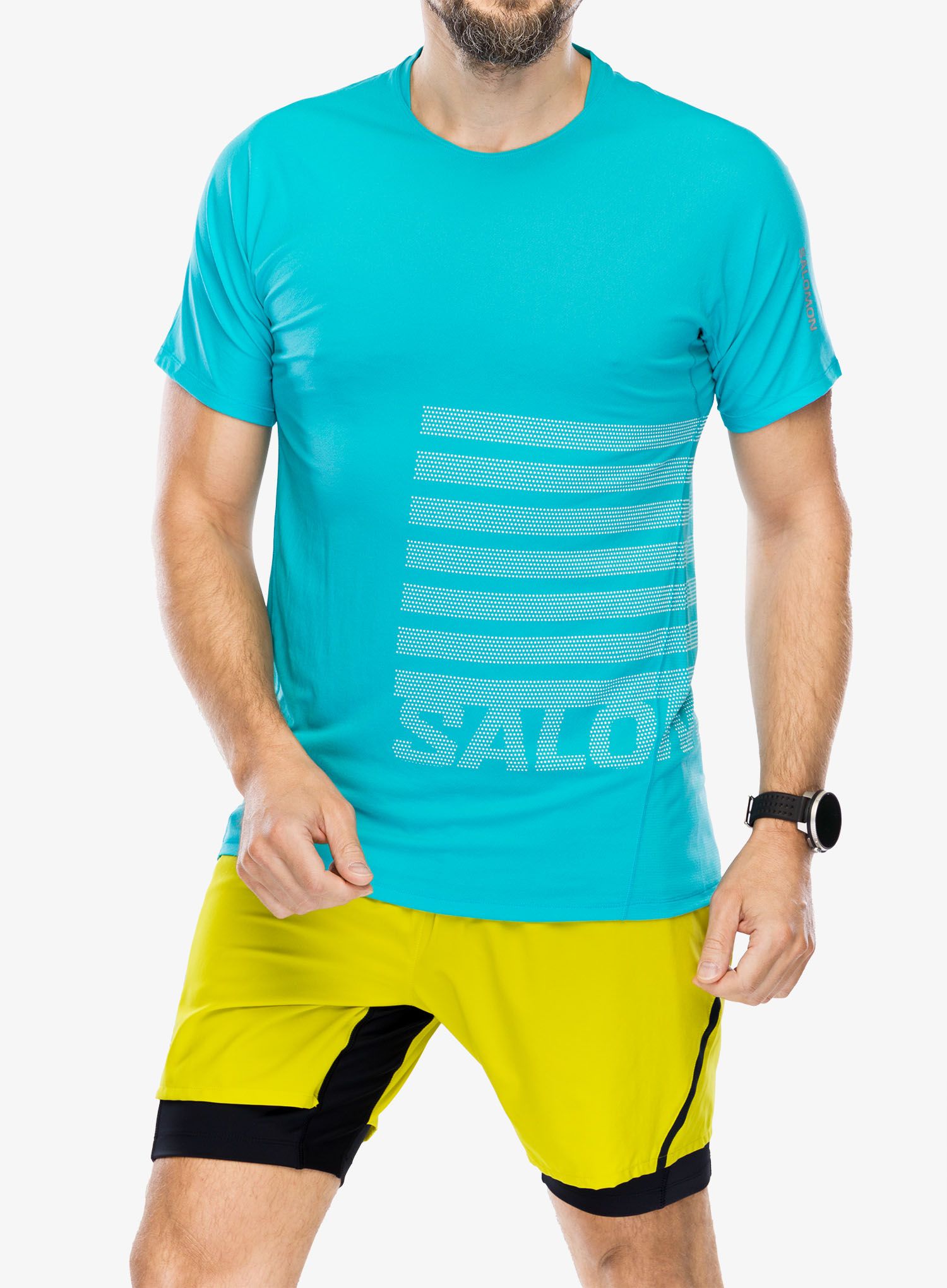 Športna majica Salomon Sense Aero S/S GFX - peacock