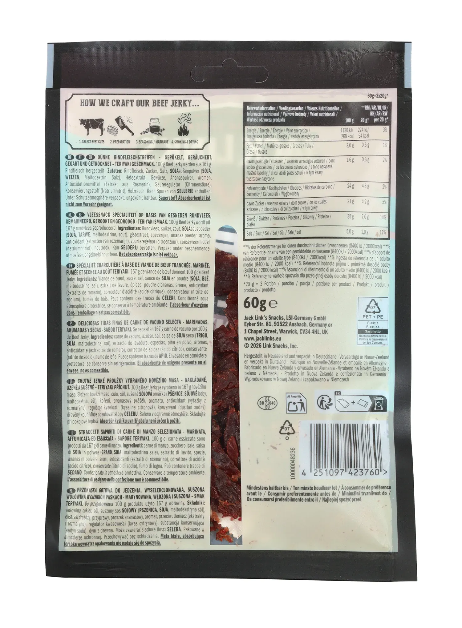 Sušena govedina Jack Link's X MrBeast Beef Jerky Teriyaki 60 g