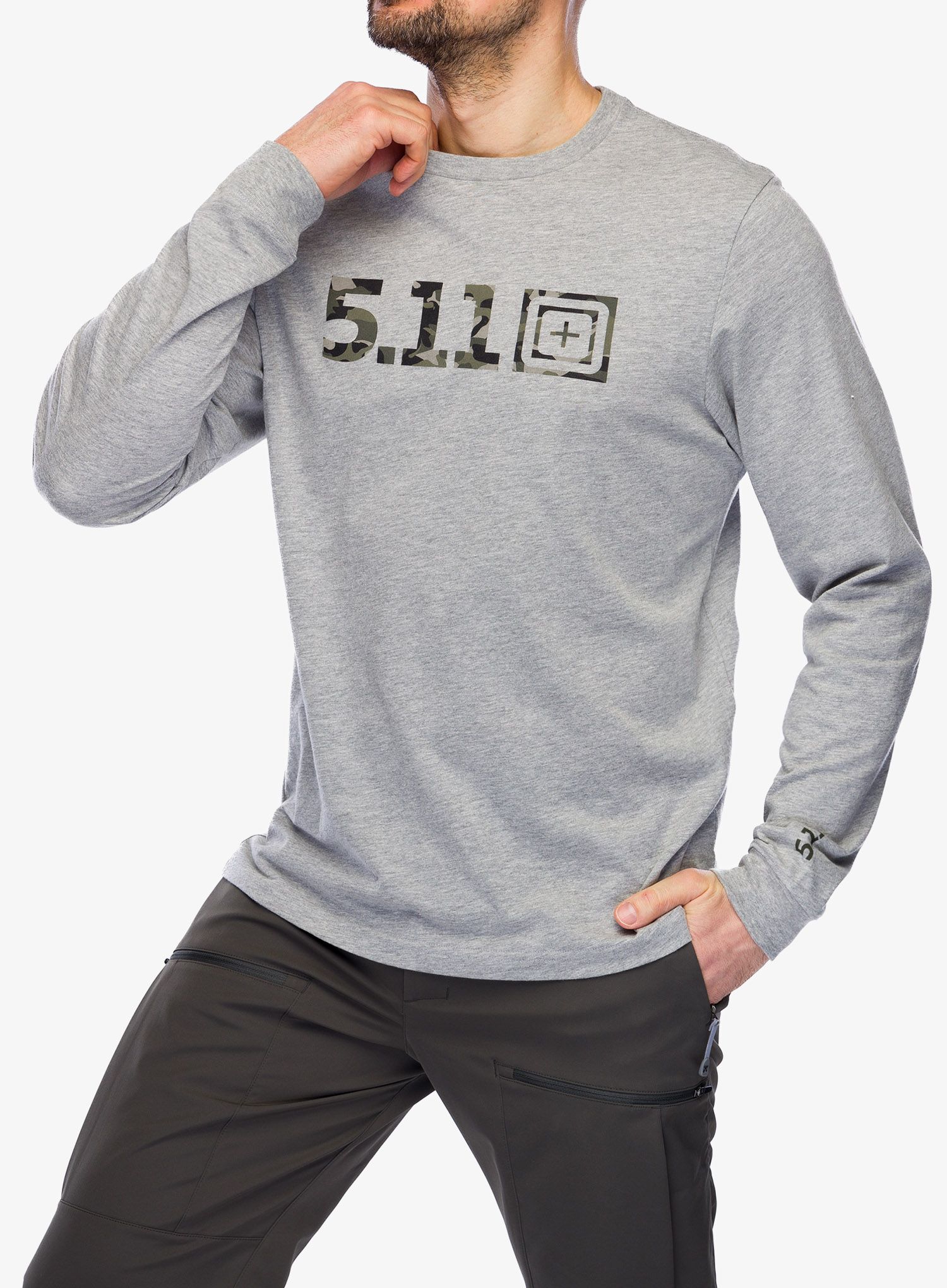 Majica z dolgimi rokavi 5.11 Camo Logo Fill L/S Tee - heather grey