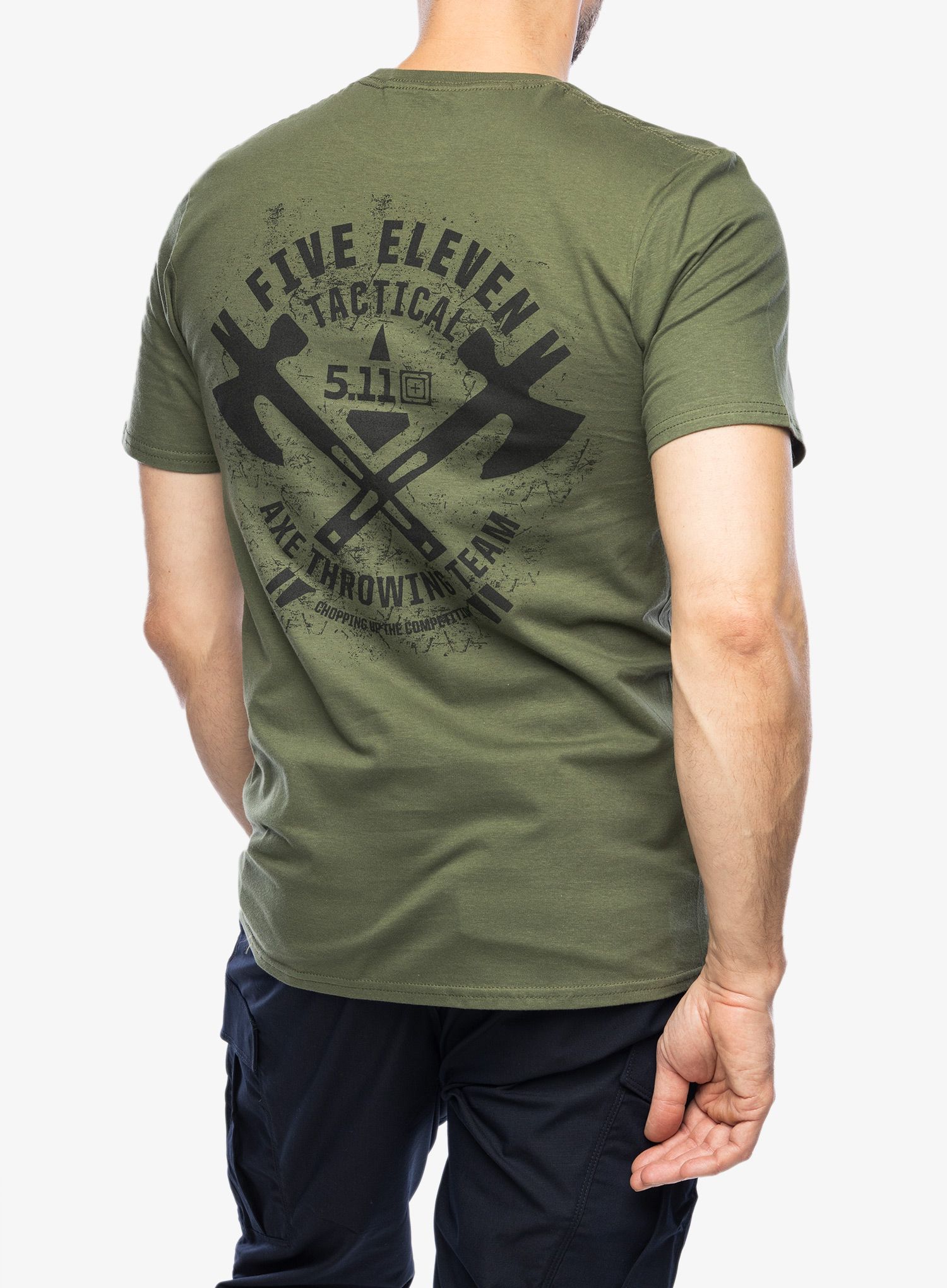 Majica s potiskom 5.11 Emea Axe Throwing S/S Tee - military green