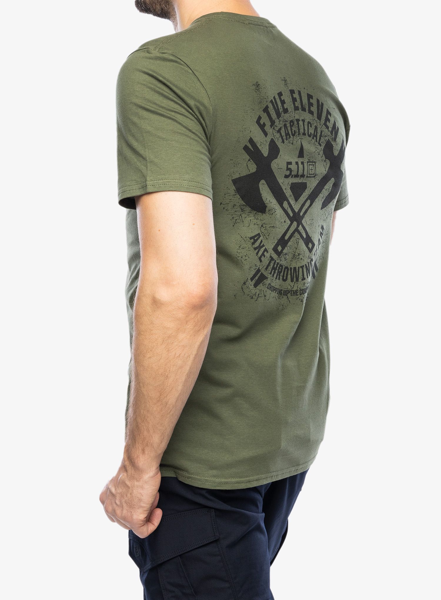 Majica s potiskom 5.11 Emea Axe Throwing S/S Tee - military green
