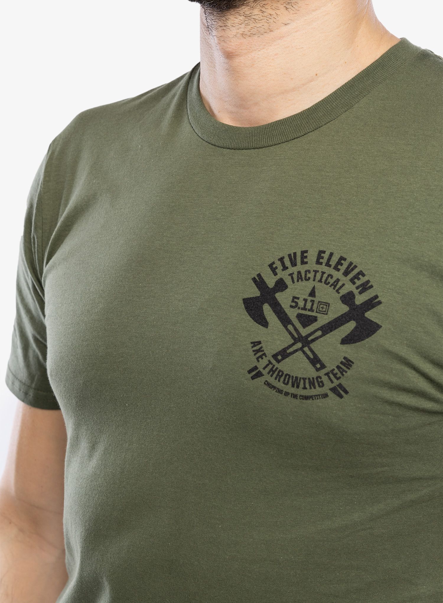 Majica s potiskom 5.11 Emea Axe Throwing S/S Tee - military green