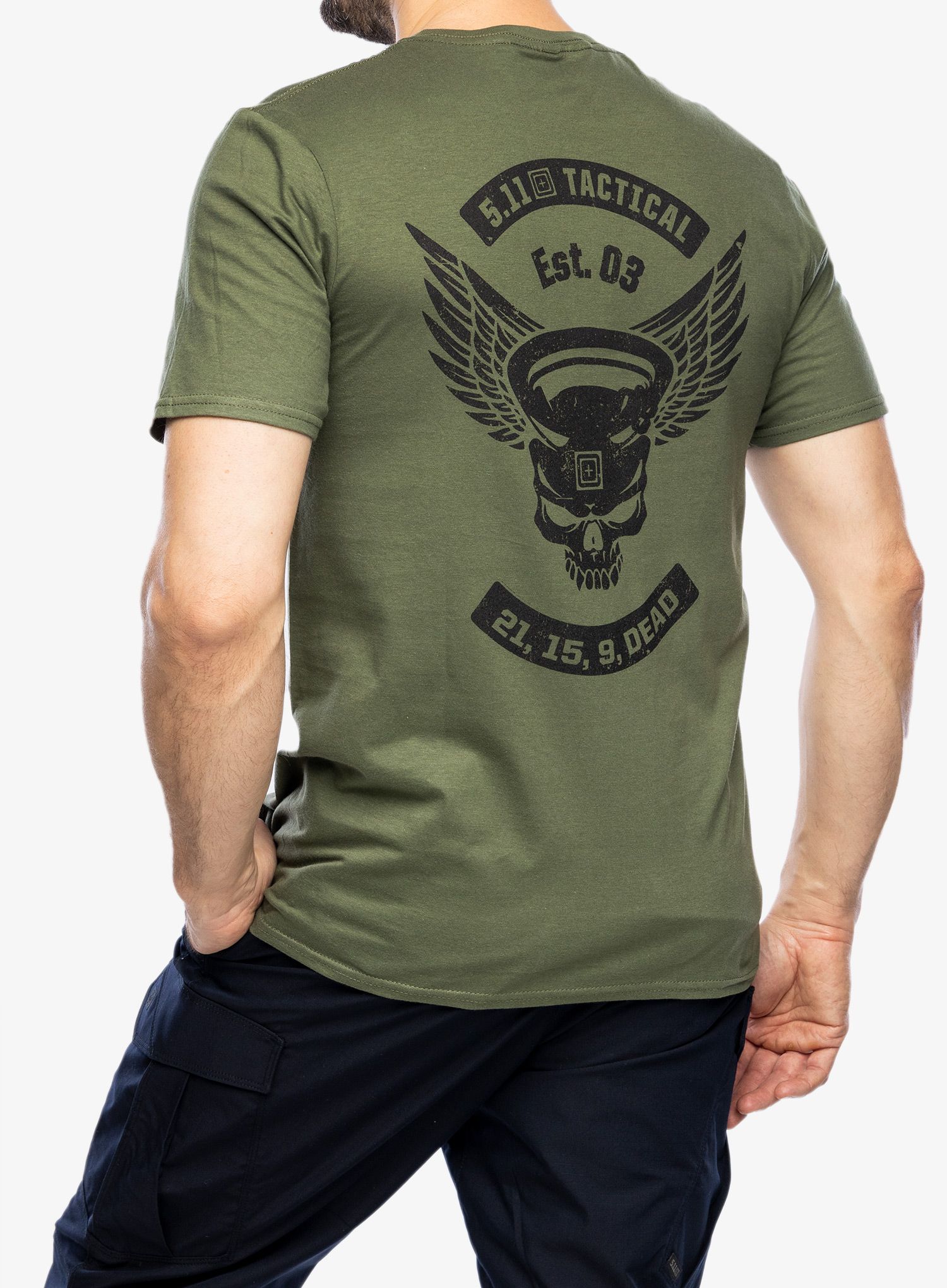 Bombažna majica 5.11 Emea Kettle Skull S/S Tee - military green