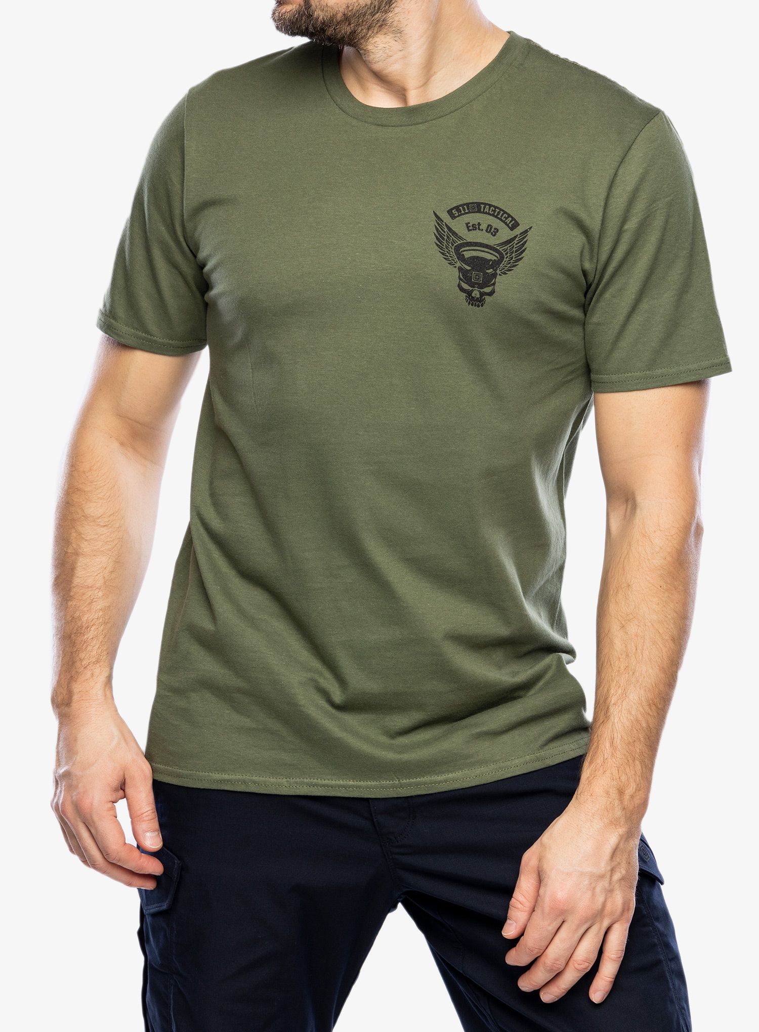 Bombažna majica 5.11 Emea Kettle Skull S/S Tee - military green
