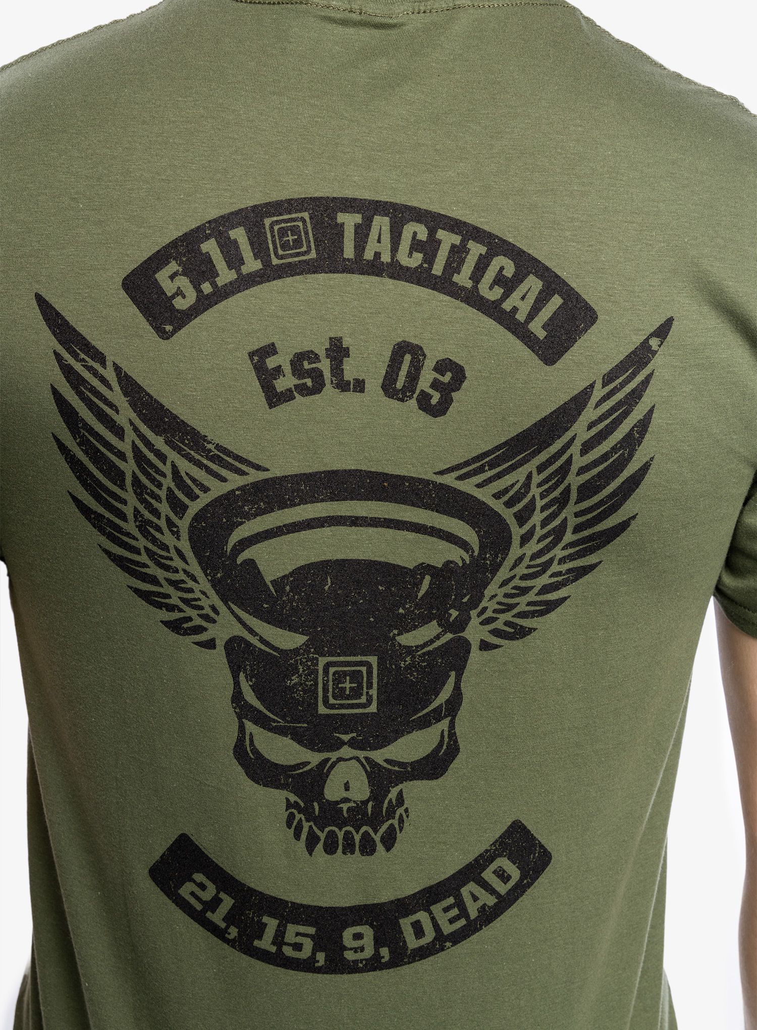 Bombažna majica 5.11 Emea Kettle Skull S/S Tee - military green