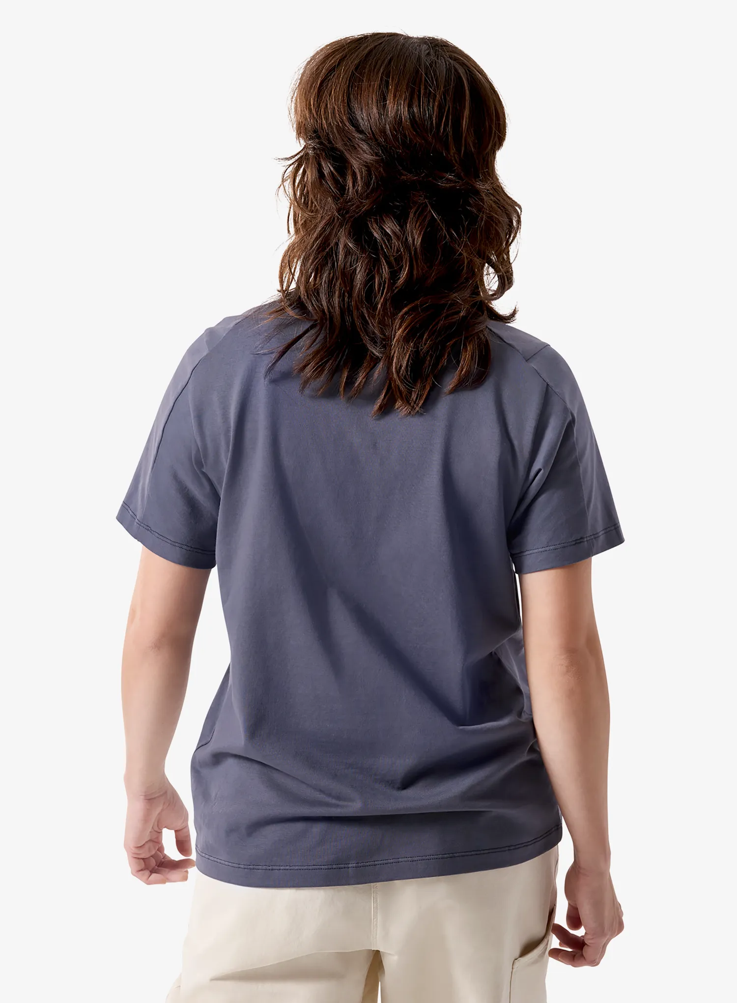 Ženska majica Arcteryx Kragg SL Cotton Emblem Crew SS - dk stratus