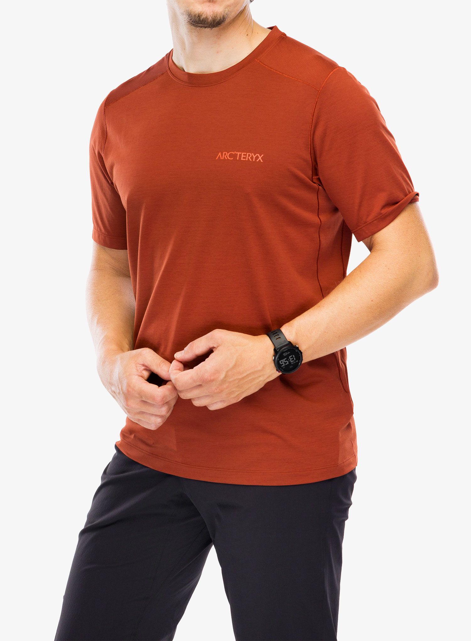 Majica za tek Arcteryx Cormac ArcBird Logo SS - sequoia heather/solaris