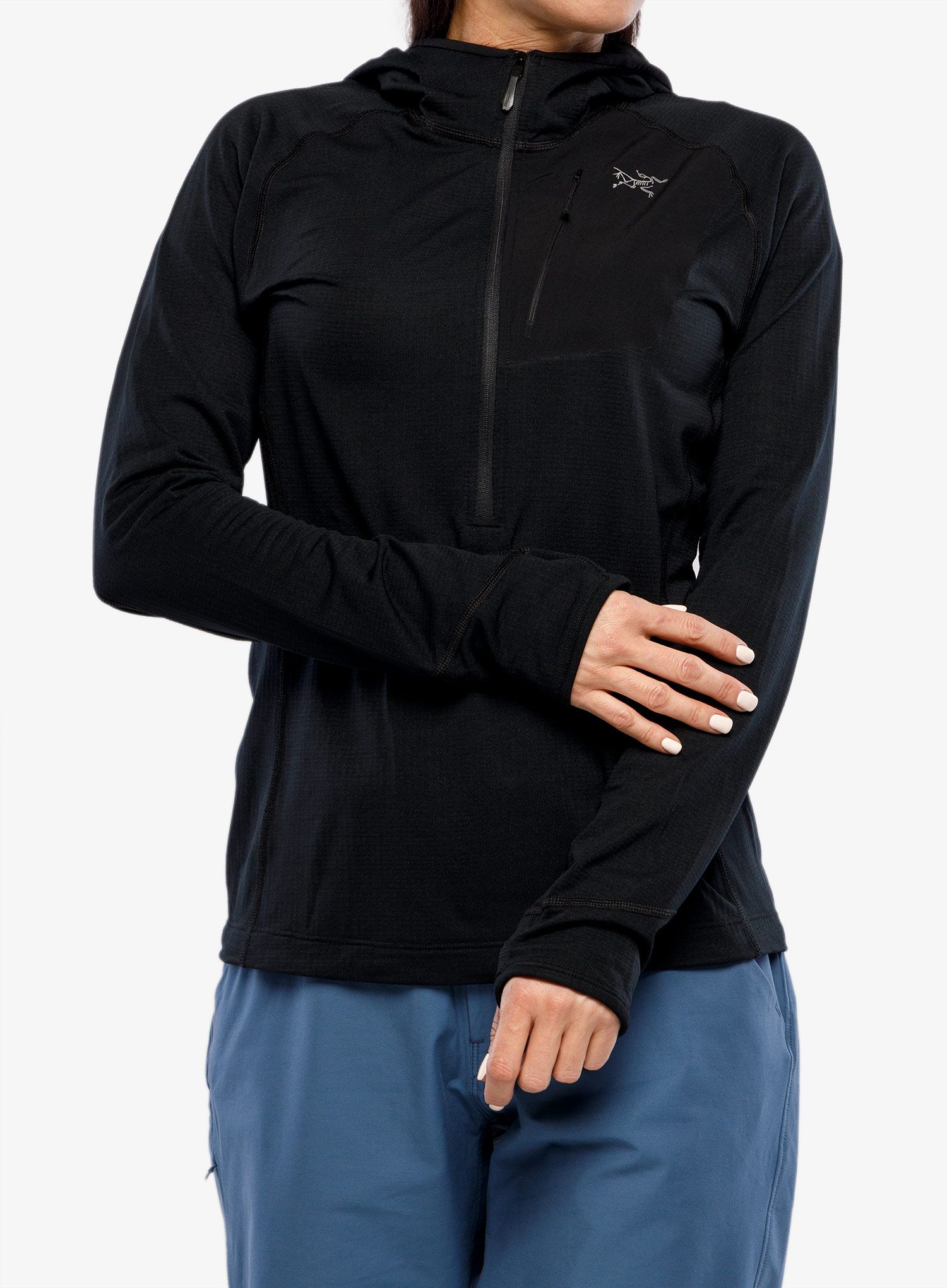 Ženski flis Arcteryx Delta Half Zip Hoody - black