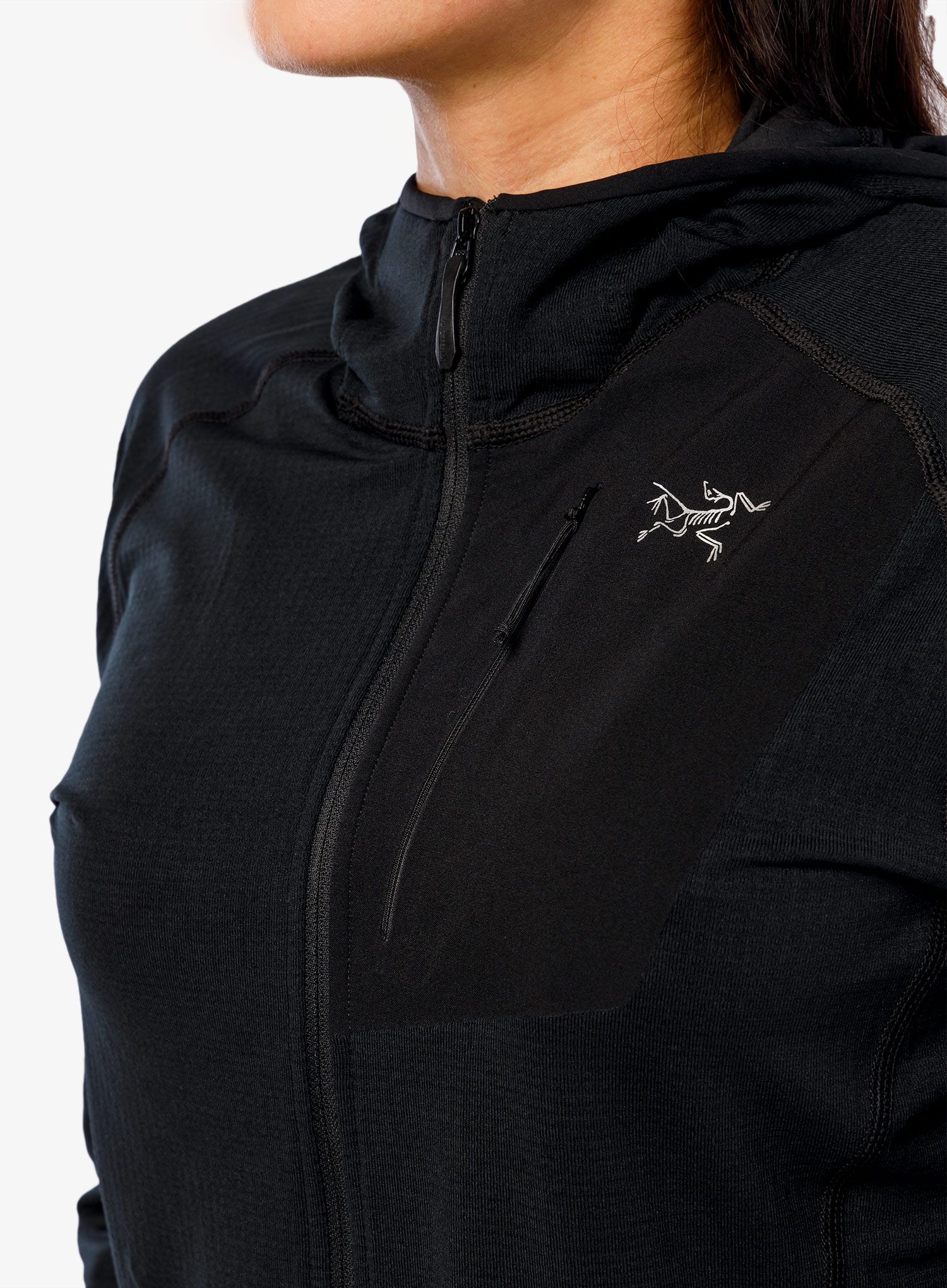 Ženski flis Arcteryx Delta Half Zip Hoody - black