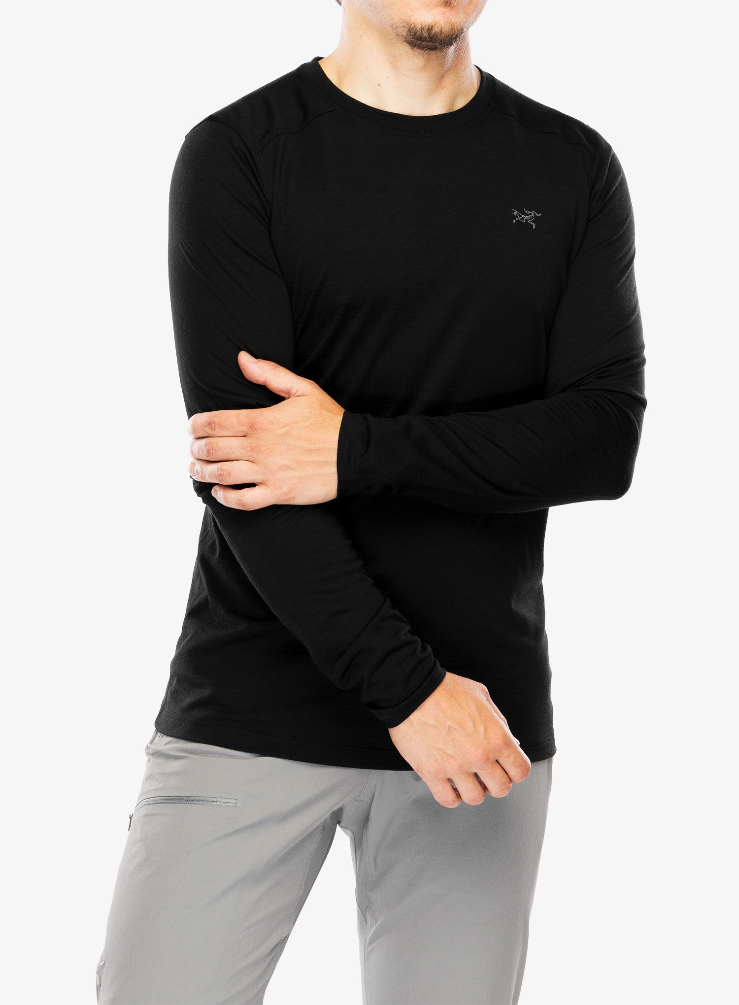 Majica z dolgimi rokavi Arcteryx Ionia Merino Wool LS - black