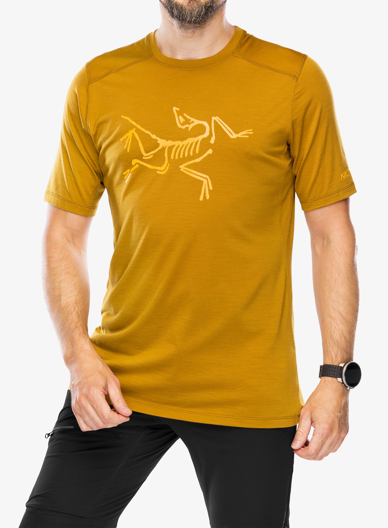 Majica s potiskom Arcteryx Ionia Merino Wool Logo Shirt SS - yukon