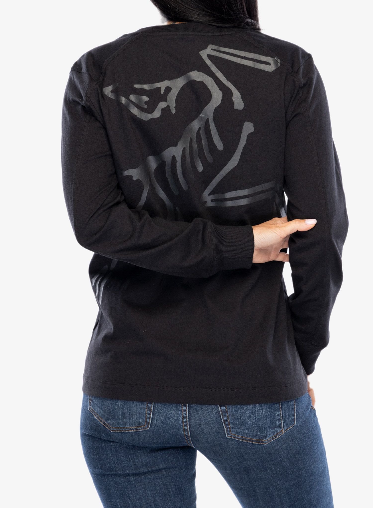 Ženska jopica Arcteryx Kragg Cotton Bird Crew LS - black/black