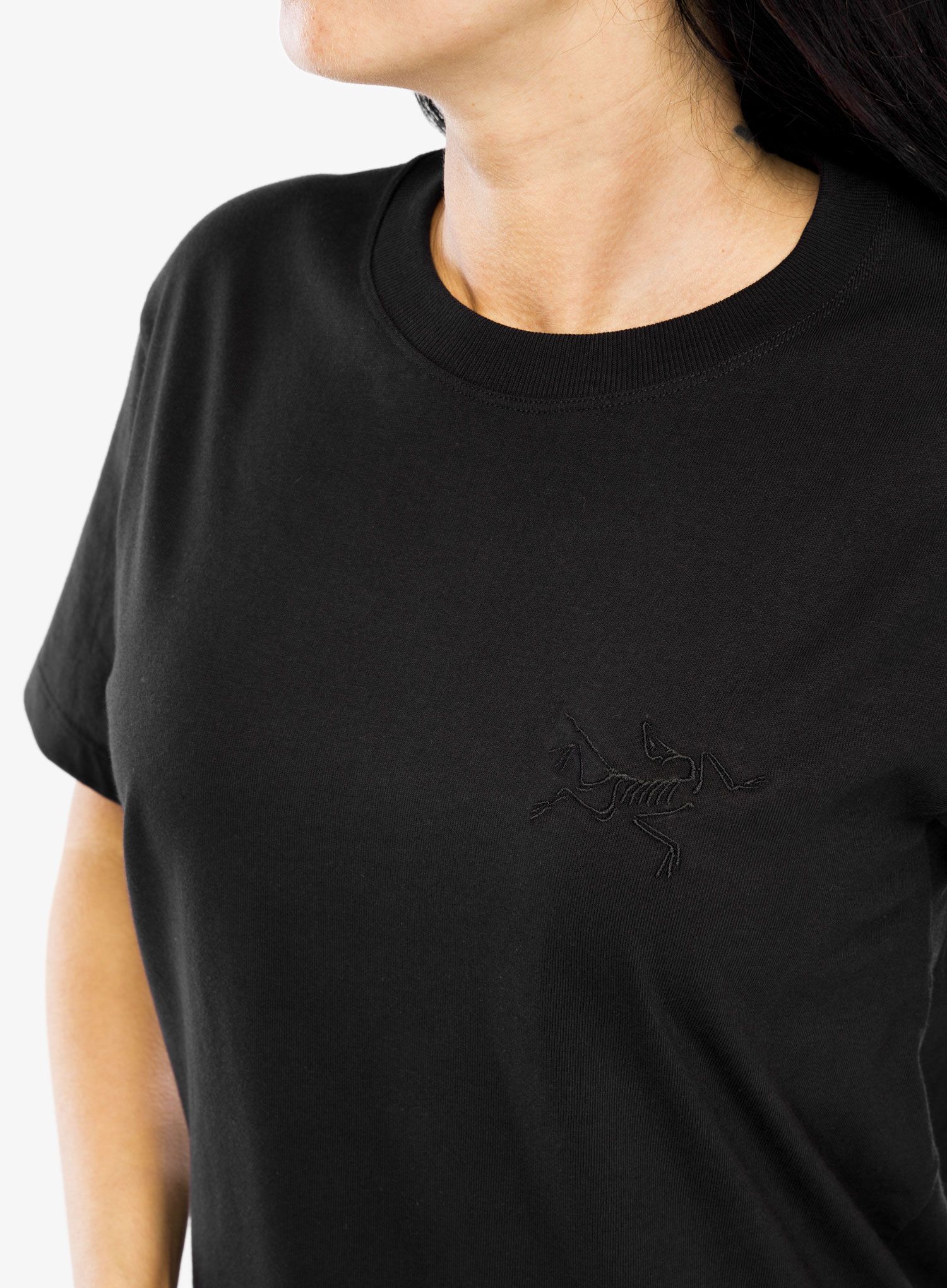 Ženska bombažna majica Arcteryx Kragg Cotton Little Bird Crew SS - black/black