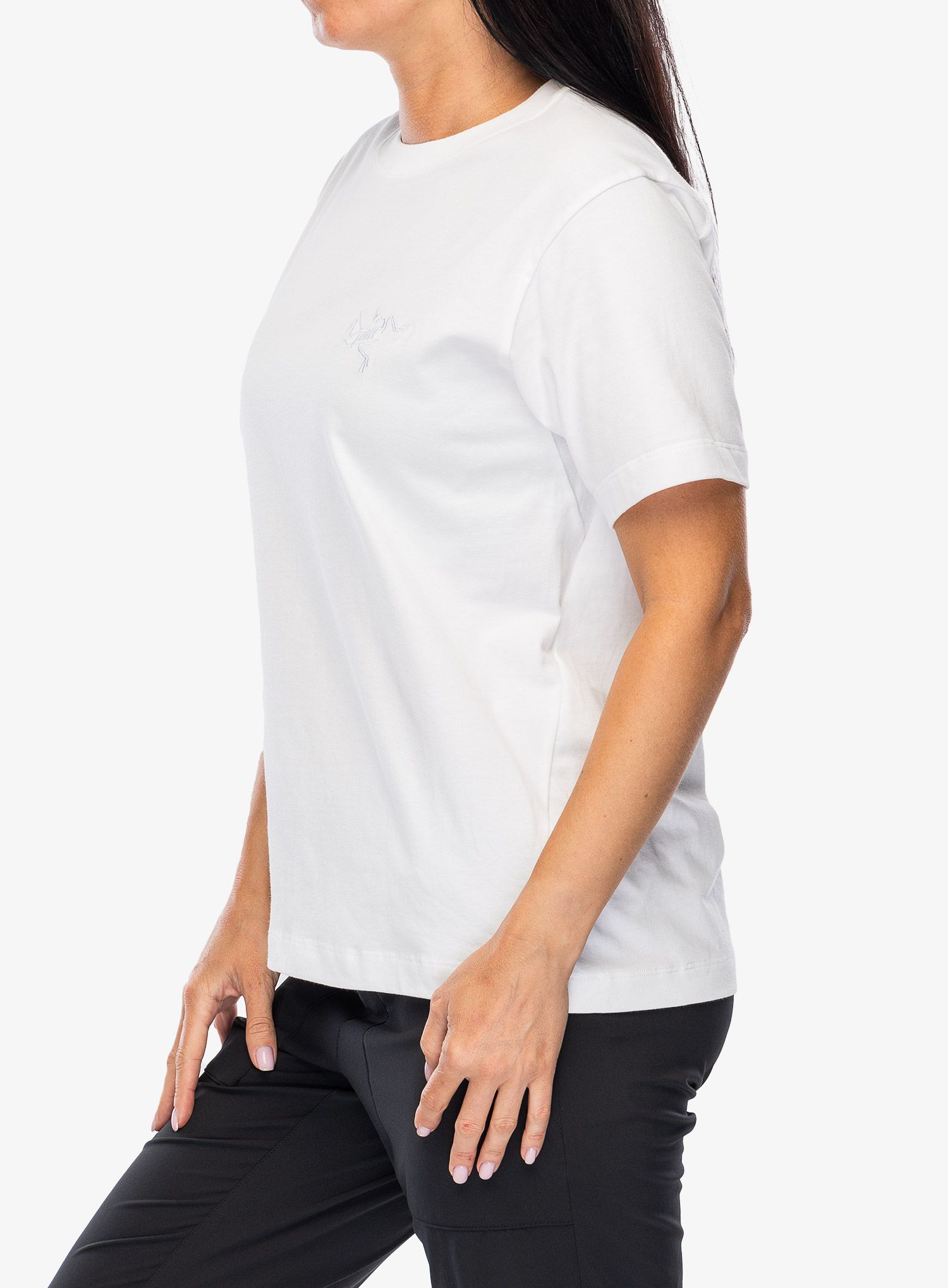 Ženska majica Arcteryx Kragg Cotton Little Bird Crew SS - white light/white