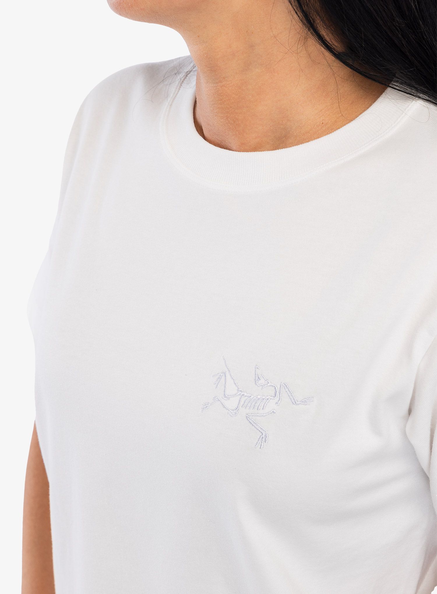 Ženska majica Arcteryx Kragg Cotton Little Bird Crew SS - white light/white