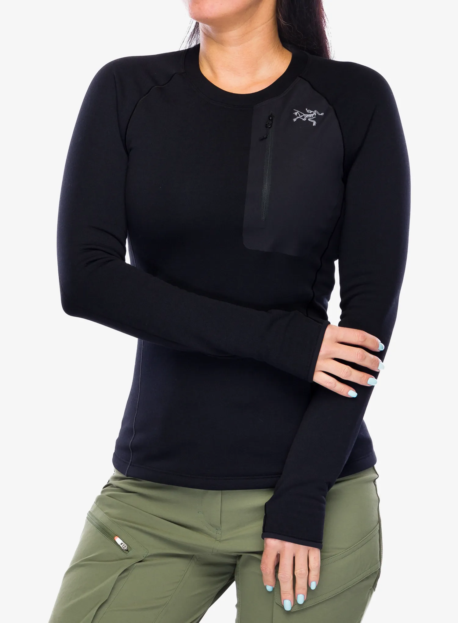 Ženska termo flis jopa Arcteryx Kyanite Baselayer Crew Neck - black