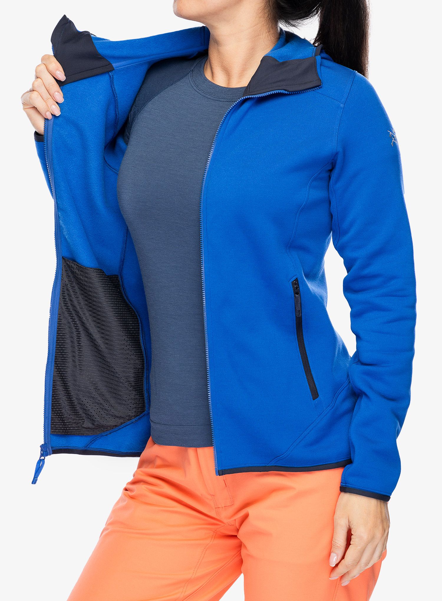 Ženski flis Arcteryx Kyanite Hoody - vitality/black sapphire