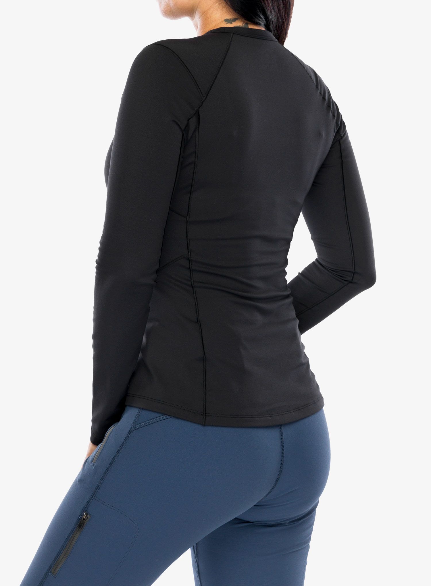 Ženska termo flis jopa Arcteryx Rho Crew Neck LS - black/black