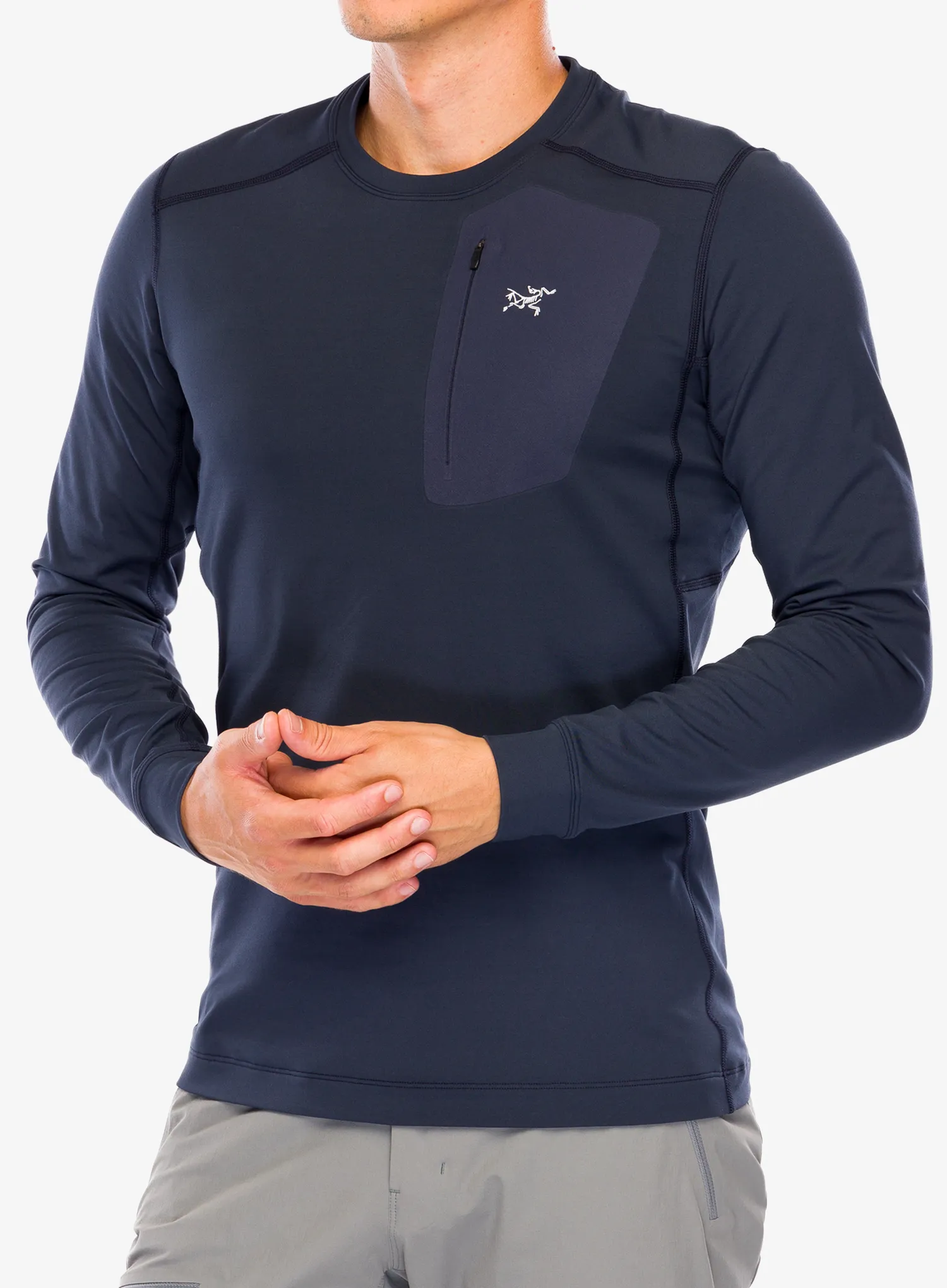 Termo flis jopa Arcteryx Rho LT Crew Neck - black sapphire