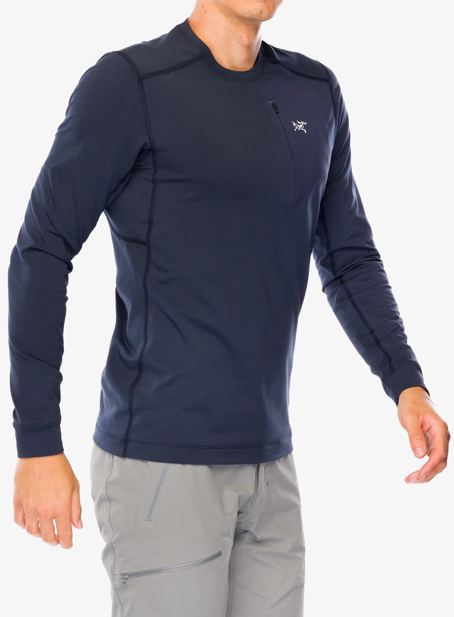 Termo flis jopa Arcteryx Rho LT Crew Neck - black sapphire