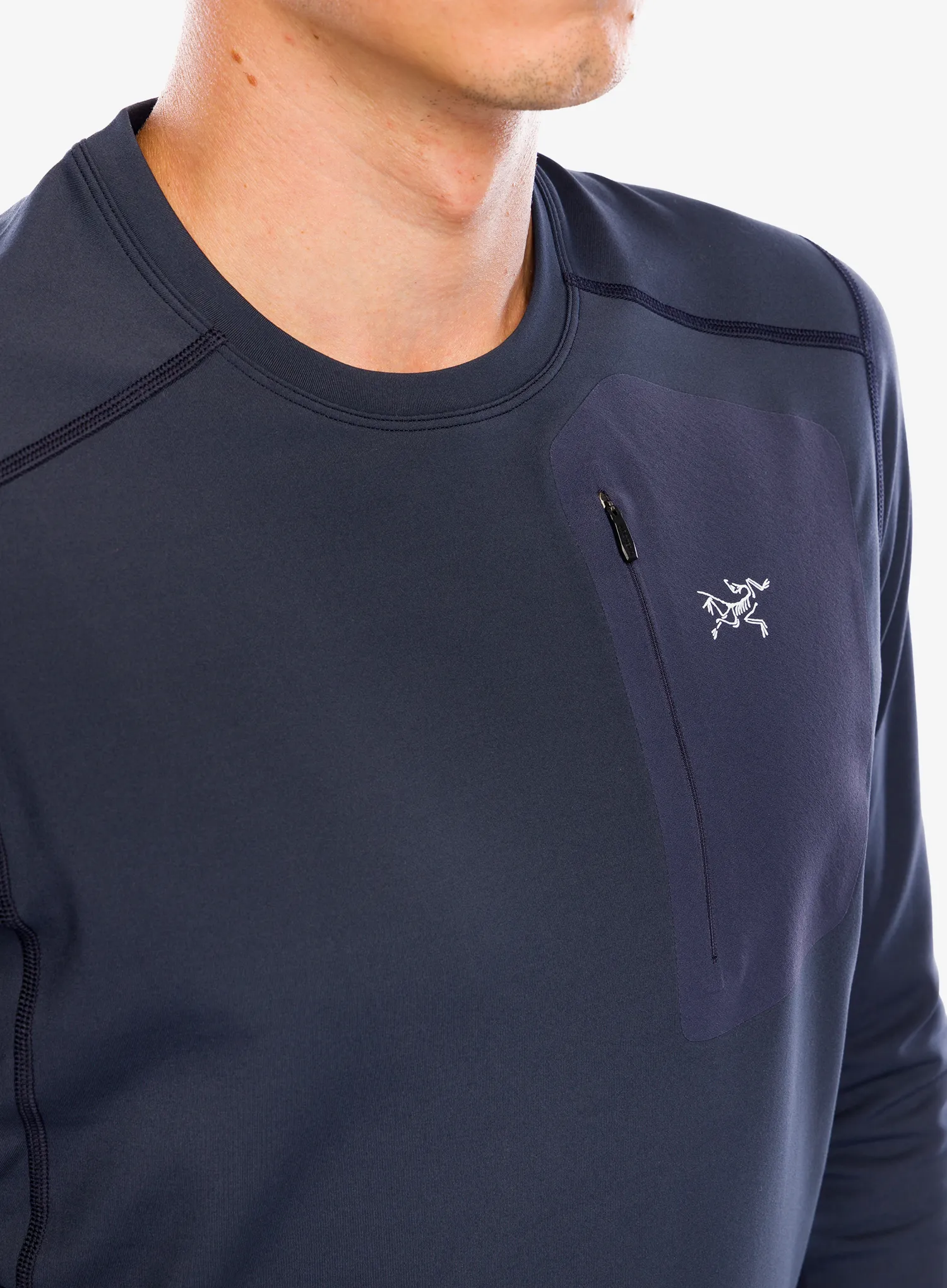 Termo flis jopa Arcteryx Rho LT Crew Neck - black sapphire