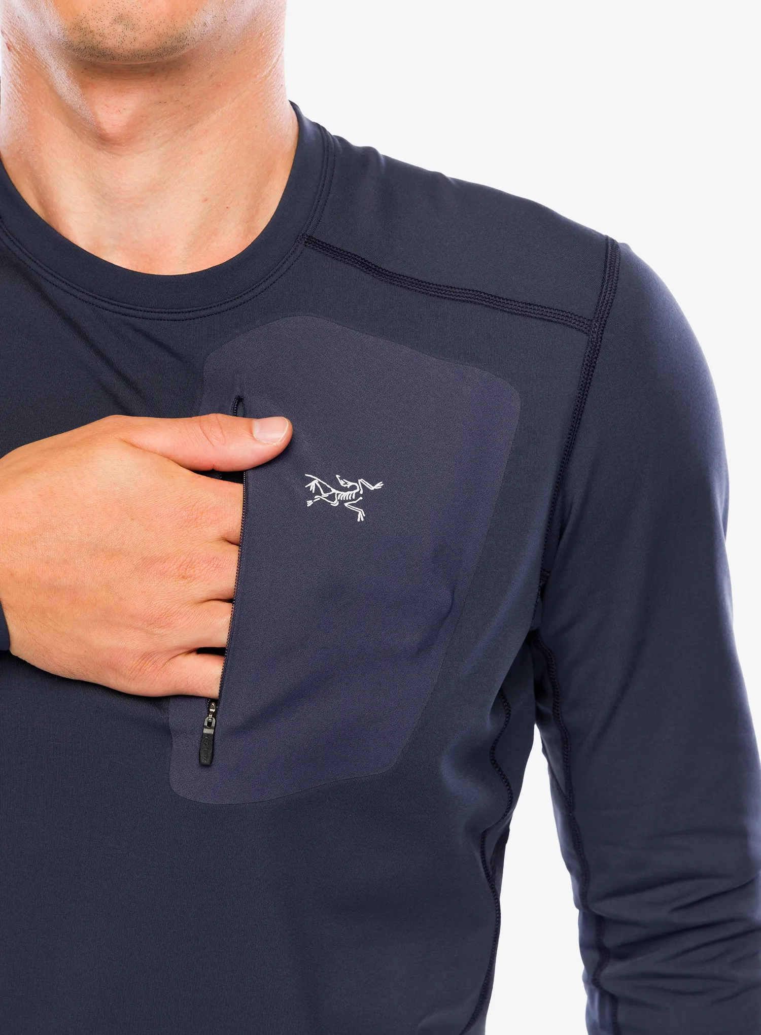 Termo flis jopa Arcteryx Rho LT Crew Neck - black sapphire