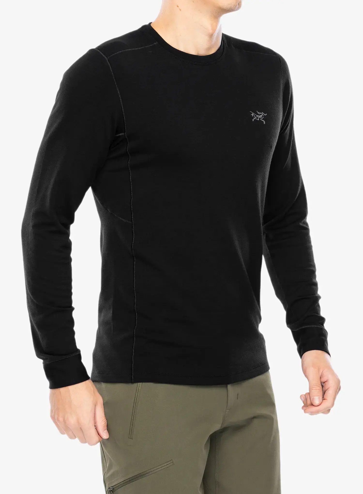 Termo flis jopa Arcteryx Rho Merino Wool Crew Neck LS - black