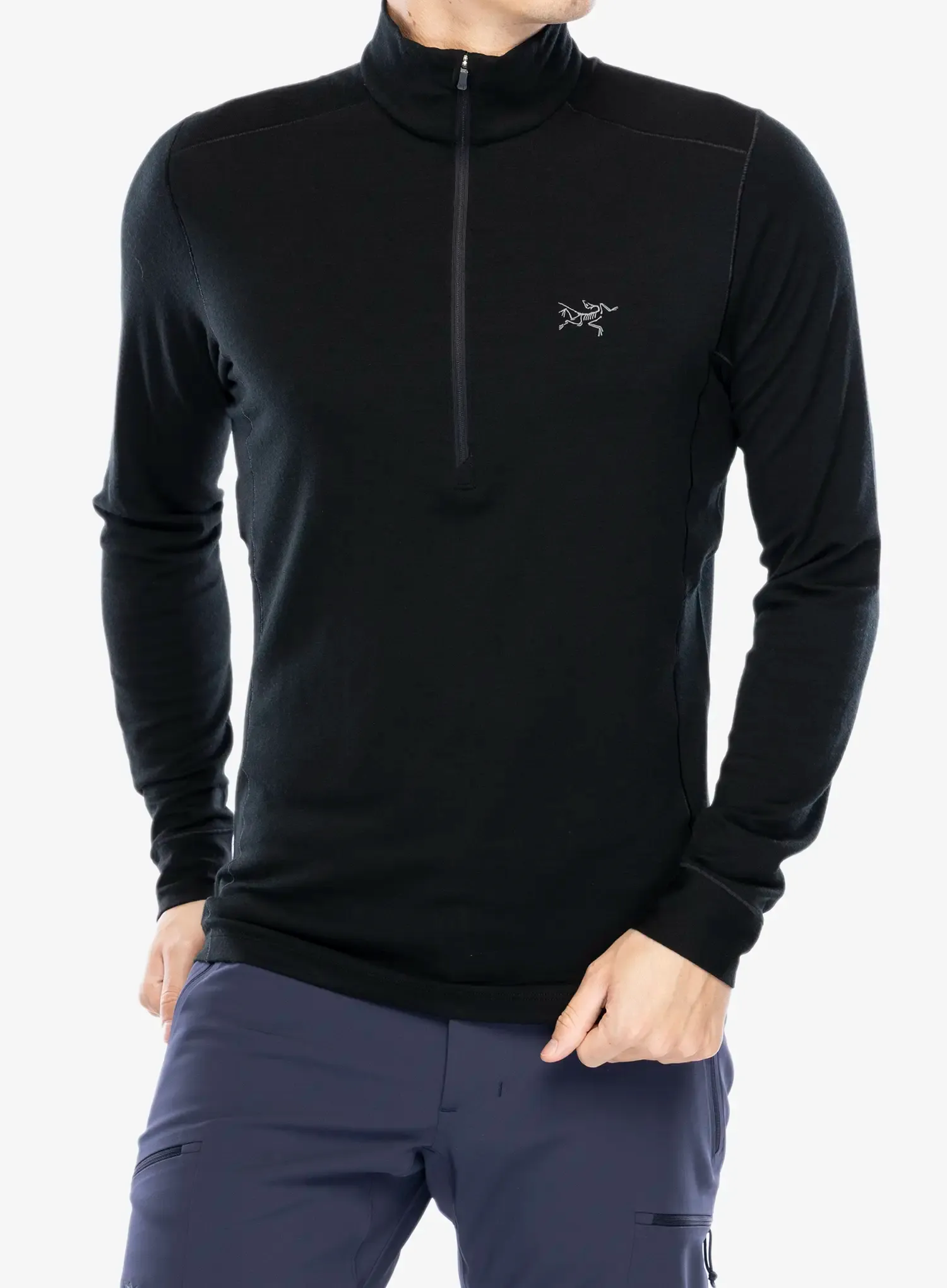 Termo flis jopa Arcteryx Rho Merino Wool Zip Neck - black