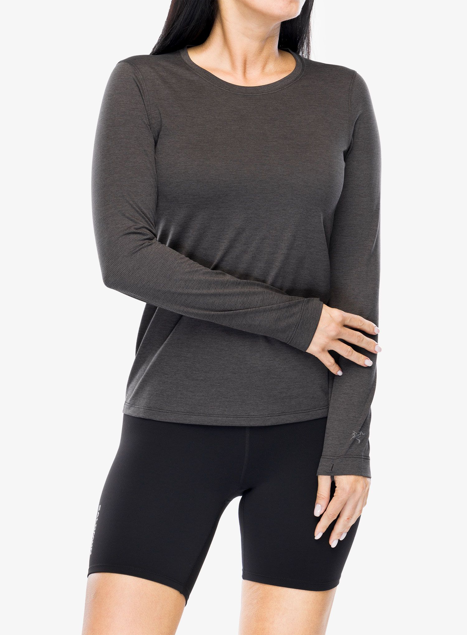 Ženska tekaška jopica Arcteryx Taema Crew Neck Shirt LS - black heather