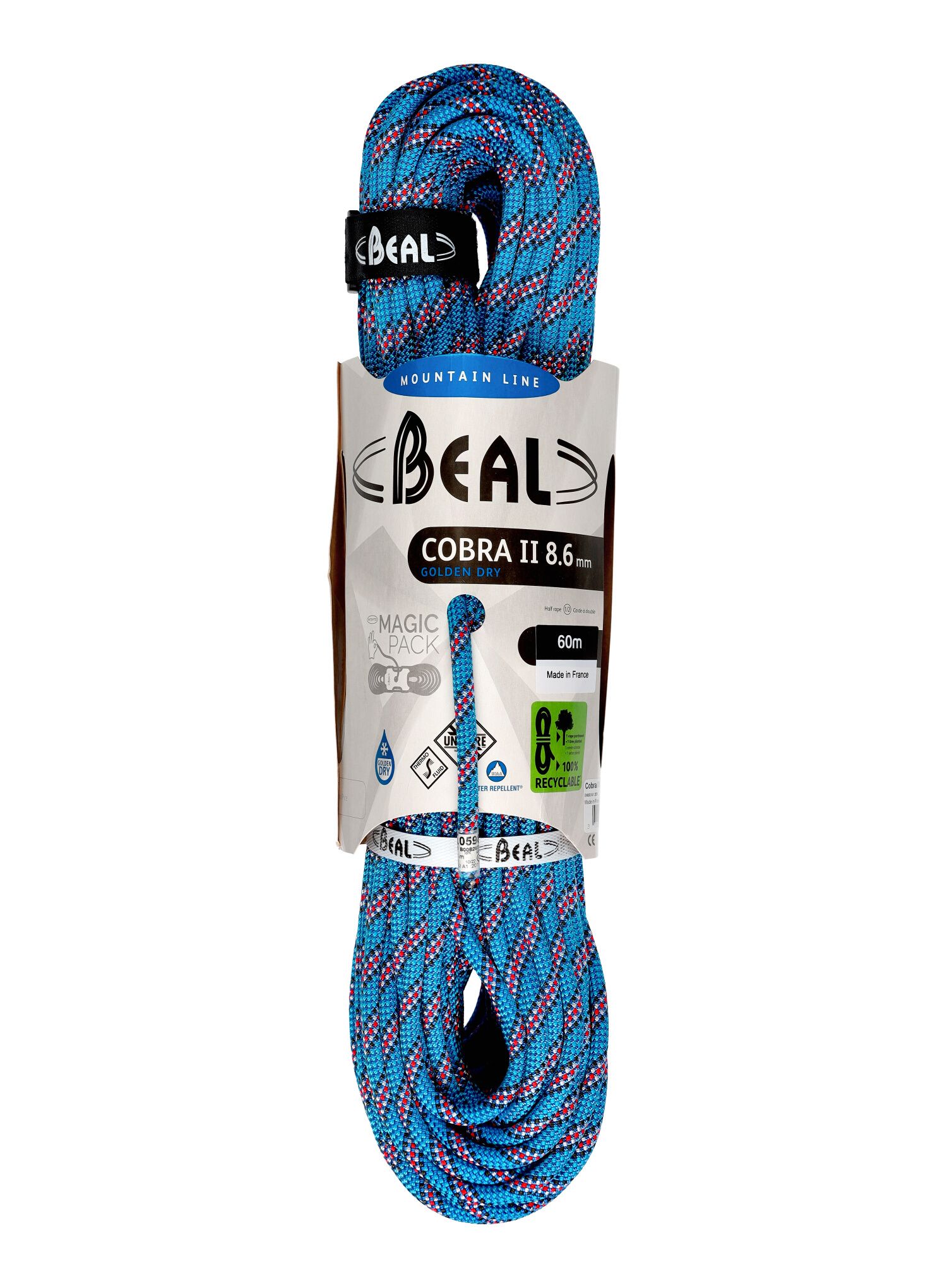 Dvojna vrv Beal Cobra II Unicore Golden Dry 8,6 mm 2 x 60 m - blue/green