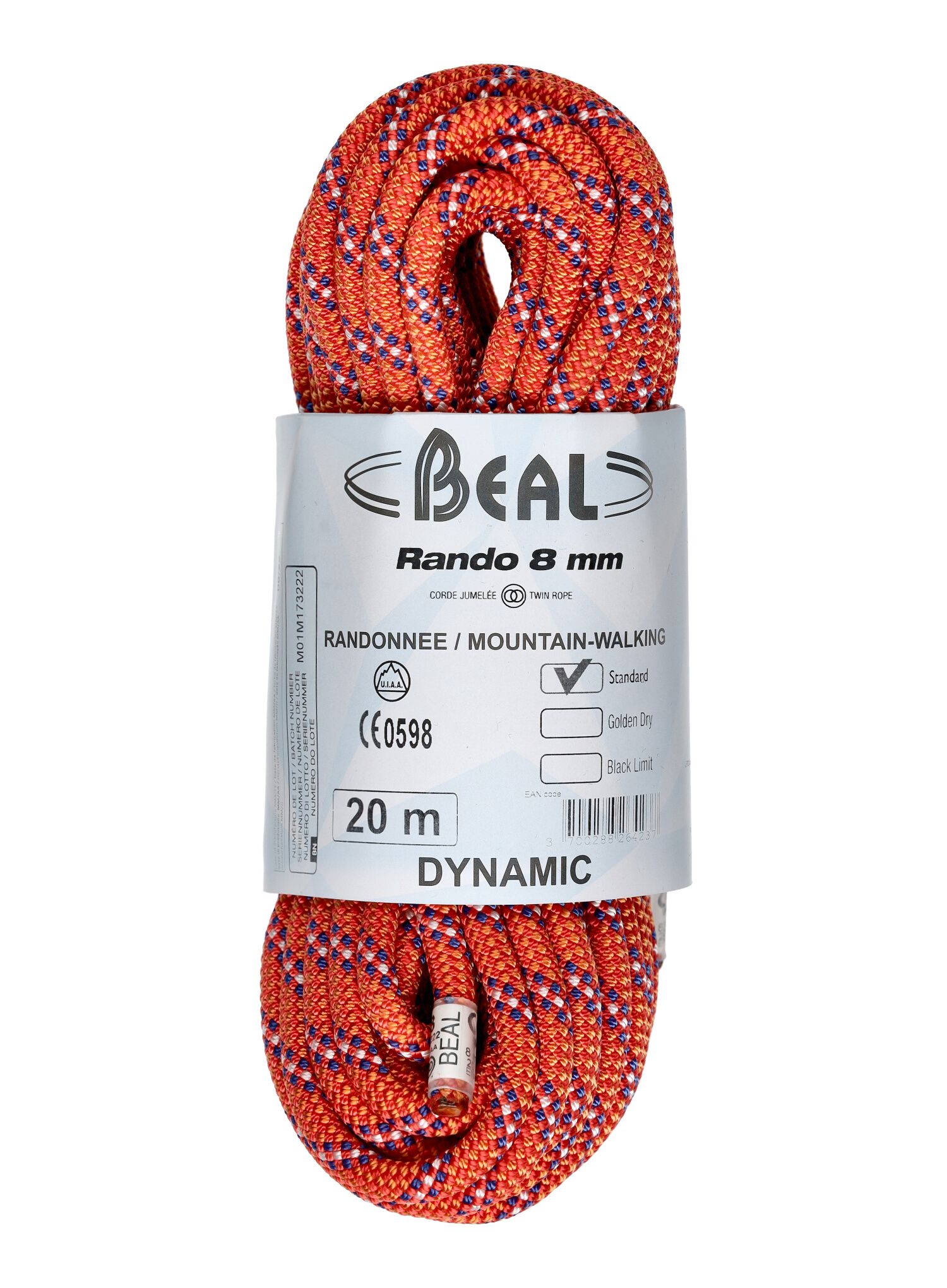 Pohodniška vrv Beal Rando 8 mm 20 m - orange