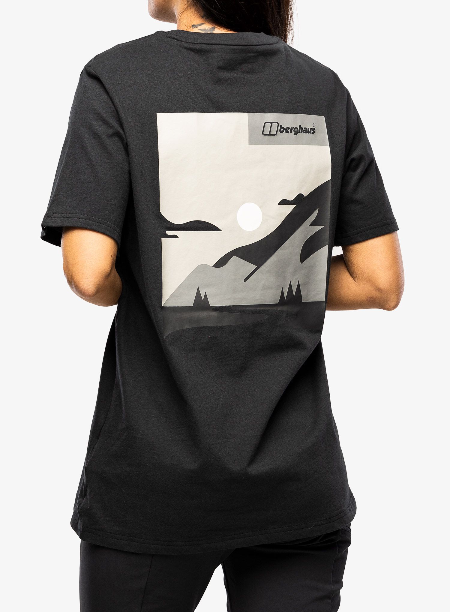 Ženska majica s potiskom Berghaus Boyfriend Buttermere Ss Tee - black/black