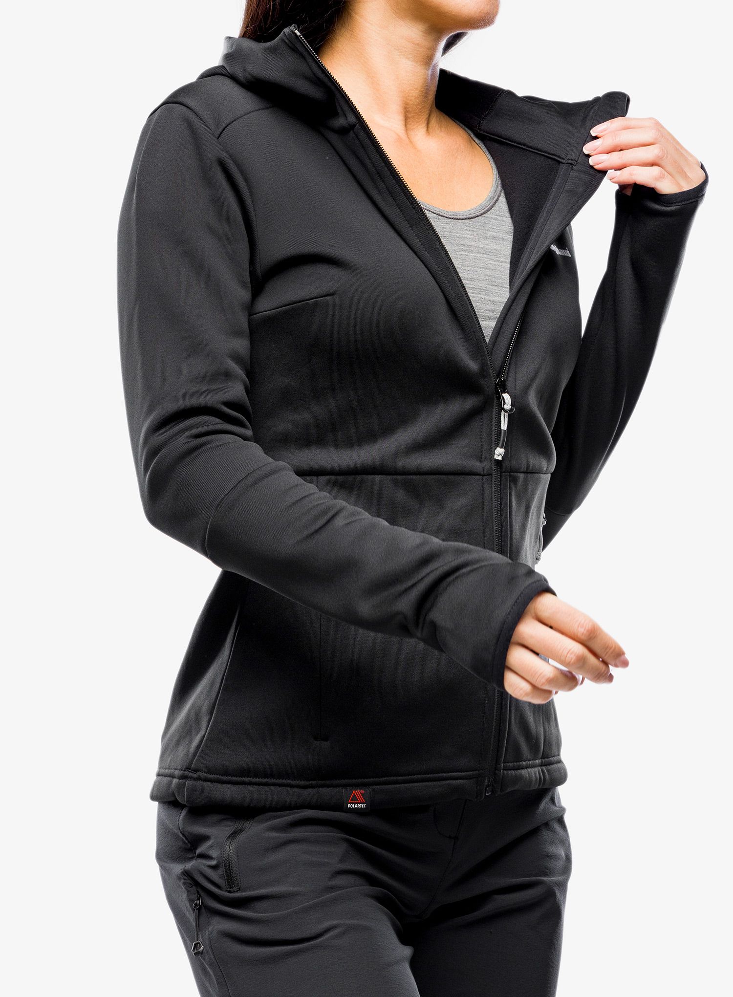 Ženski flis Berghaus Fourier Hooded - black/black