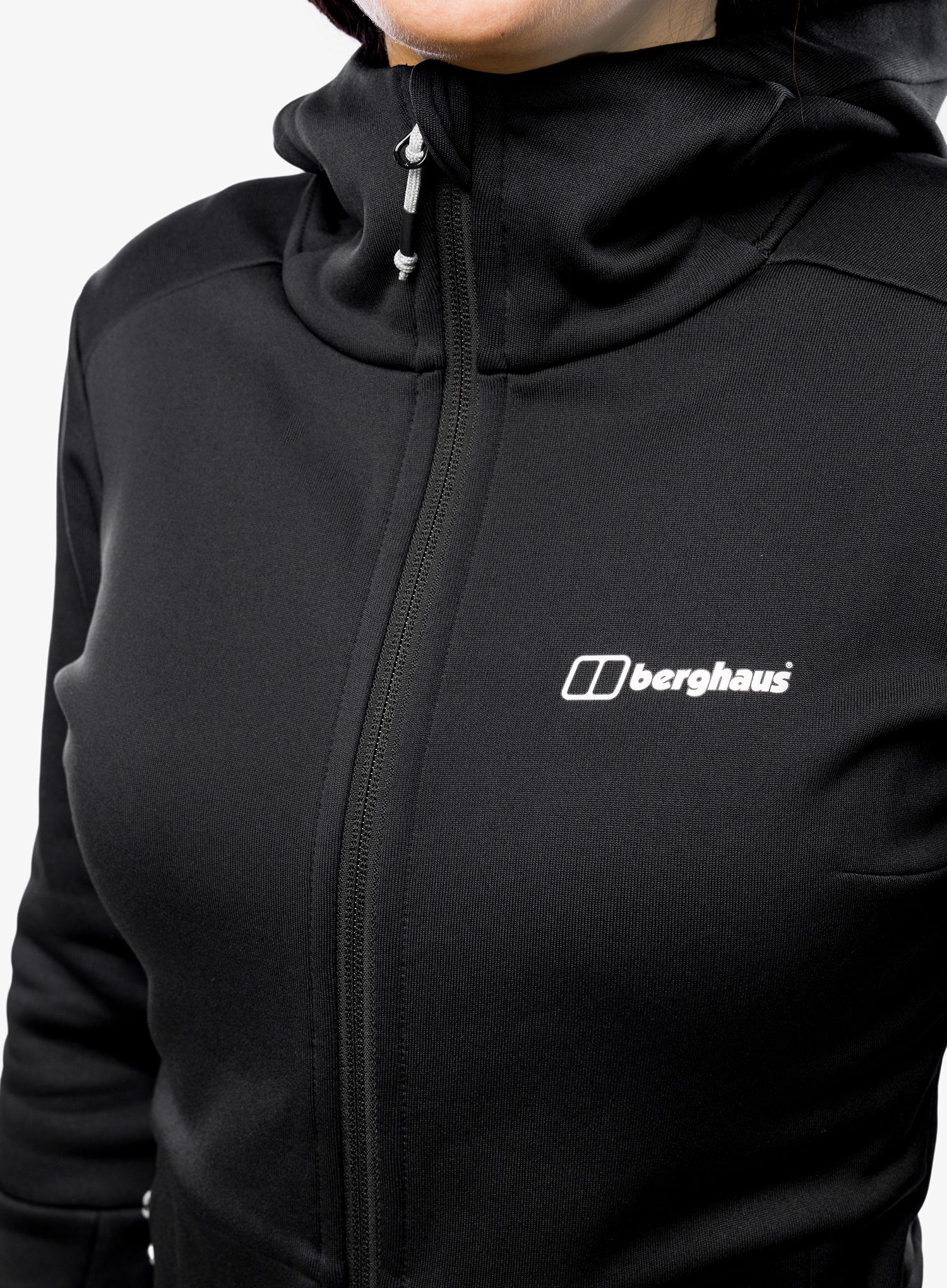 Ženski flis Berghaus Fourier Hooded - black/black