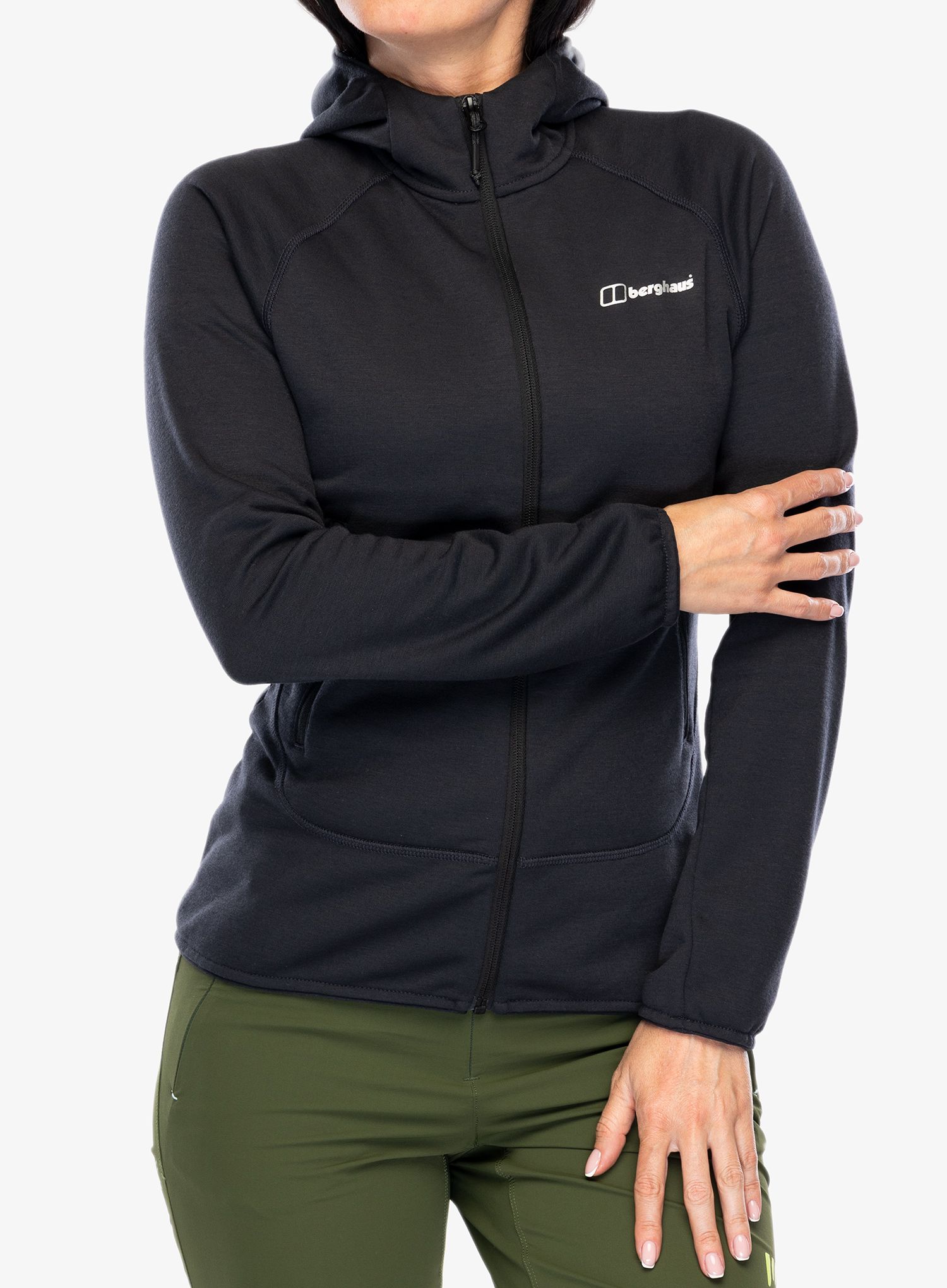 Ženski flis Berghaus Heuberg Hoody - jet black/grey pinstripe marl