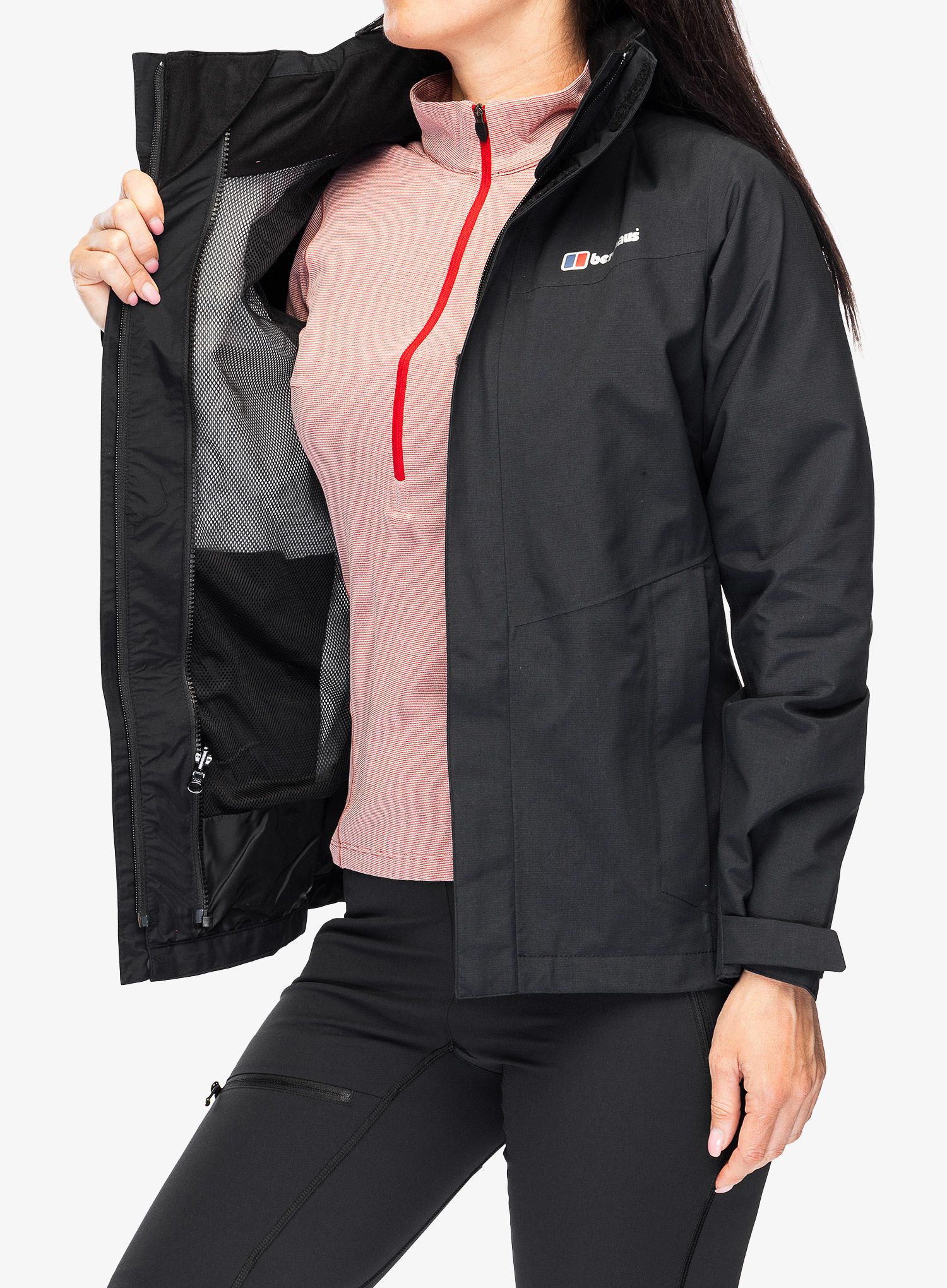 Ženska hardshell jakna Berghaus Hillwalker InterActive Shell - black/black