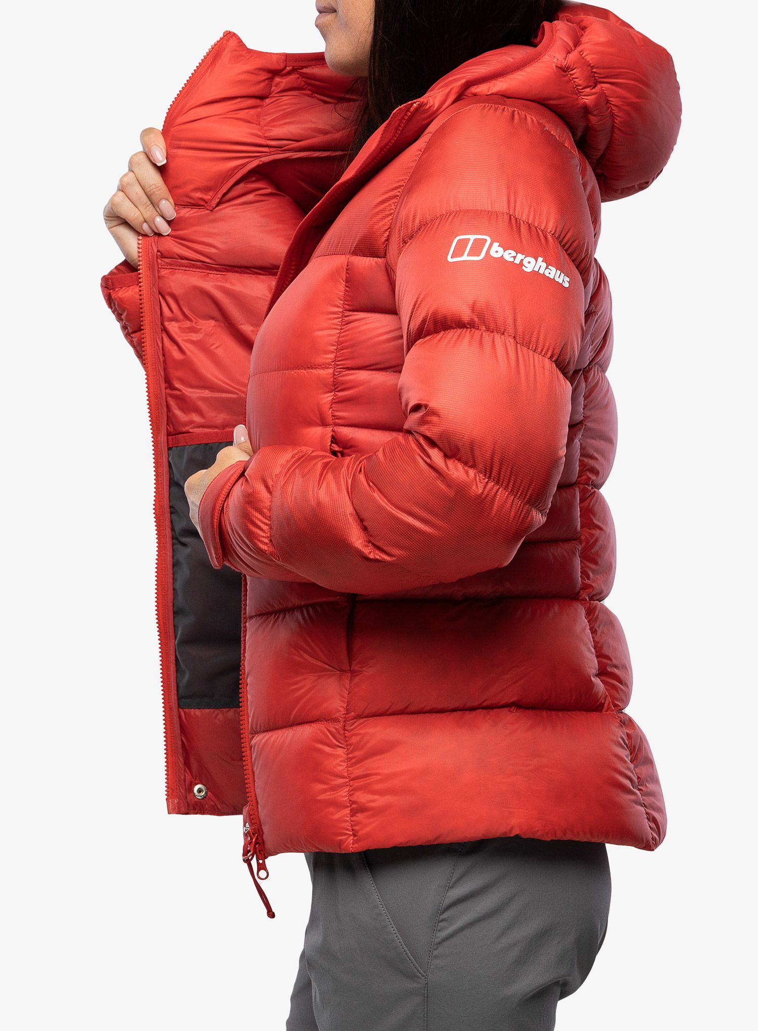 Ženska puhovka Berghaus MTN Arete Ultra Down Hoody - goji berry/haute red
