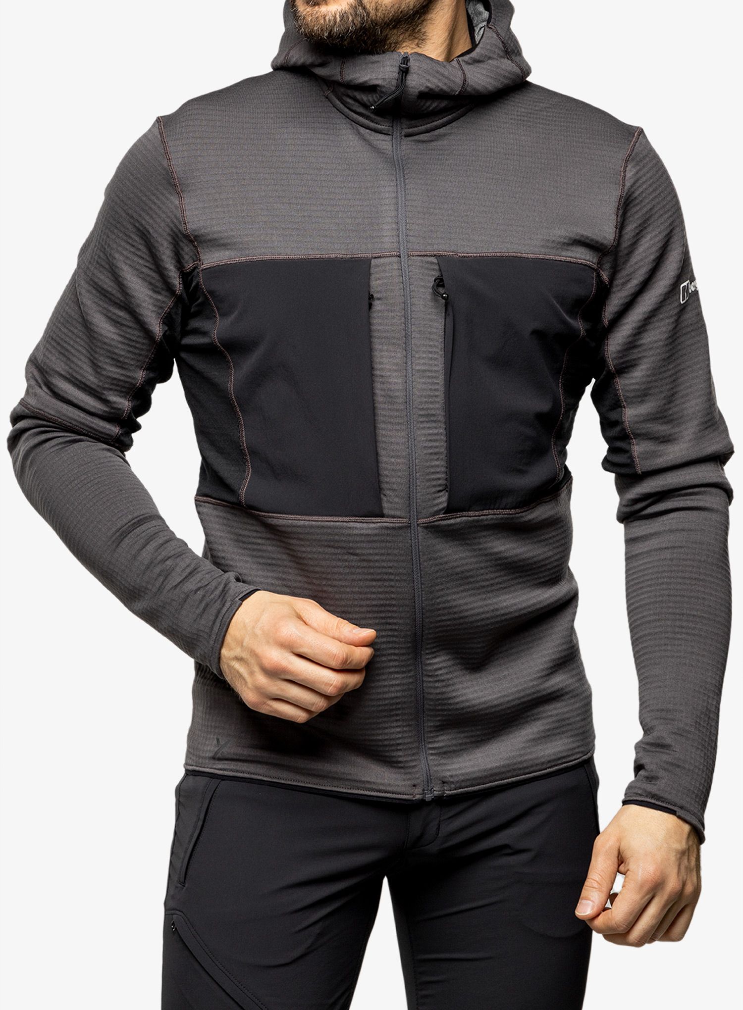 Moški flis Berghaus MTN Guide MW Hoody - grey pinstripe/jet black