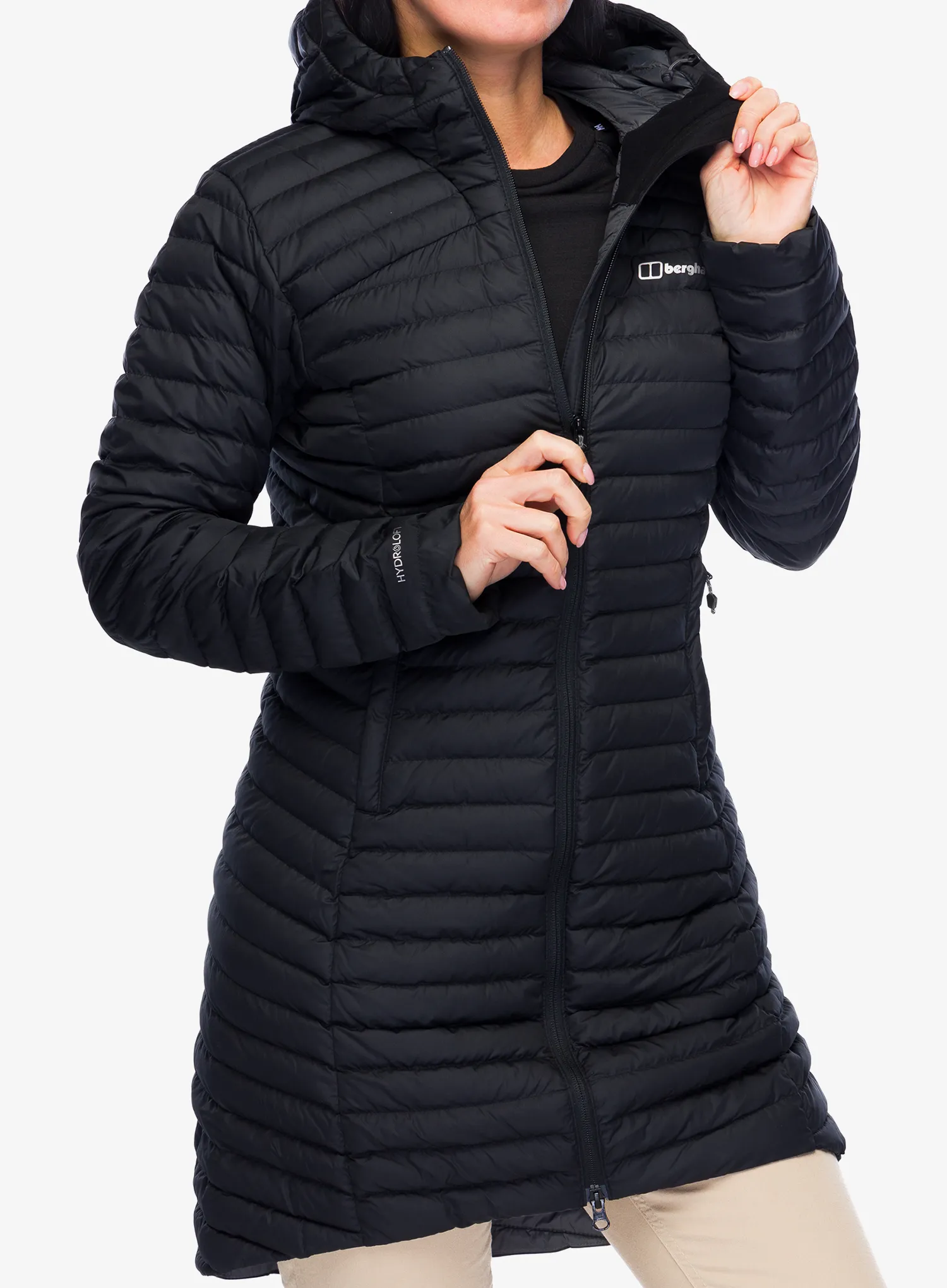 Ženski plašč Berghaus Nula Micro Long Jacket - black/black