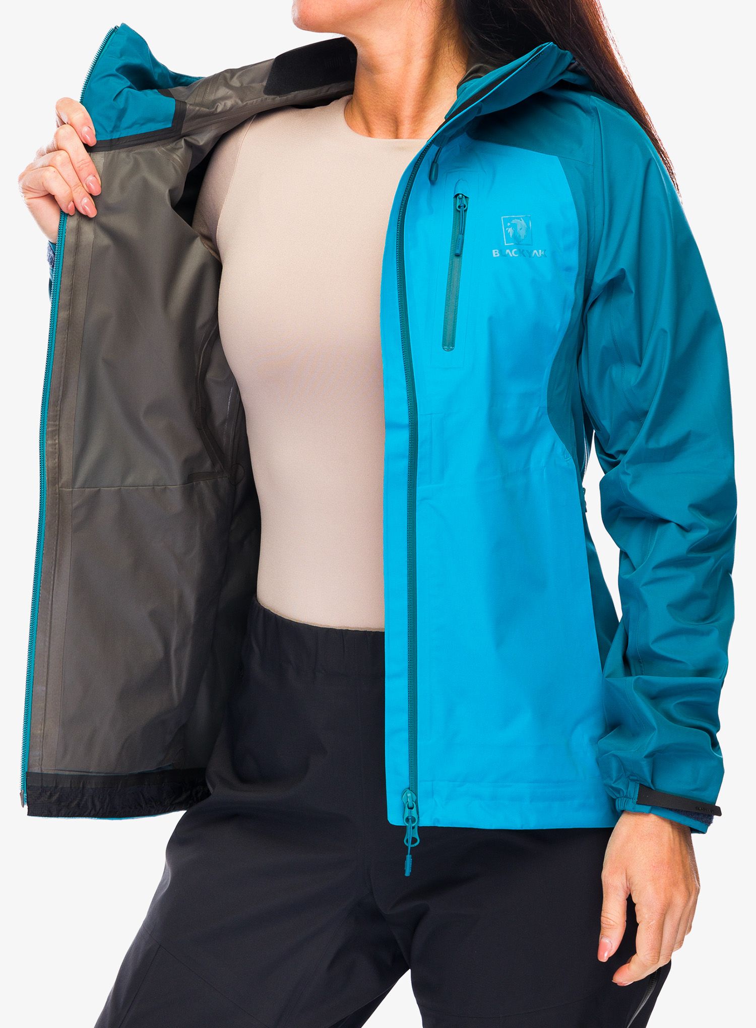 Ženska nepremočljiva jakna BlackYak Zebu Jacket - caribbean sea