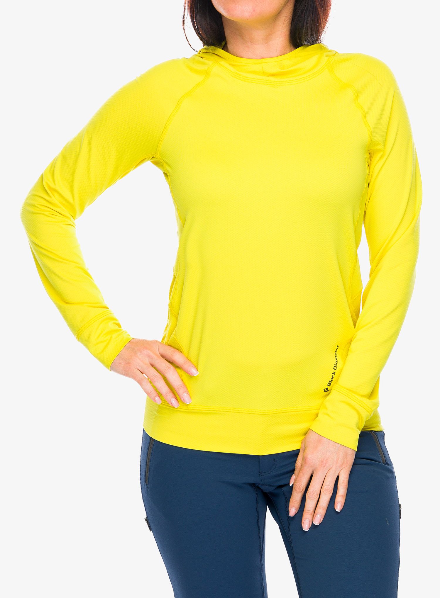 Ženska jopa s kapuco Black Diamond Alpenglow Hoody - clean yellow