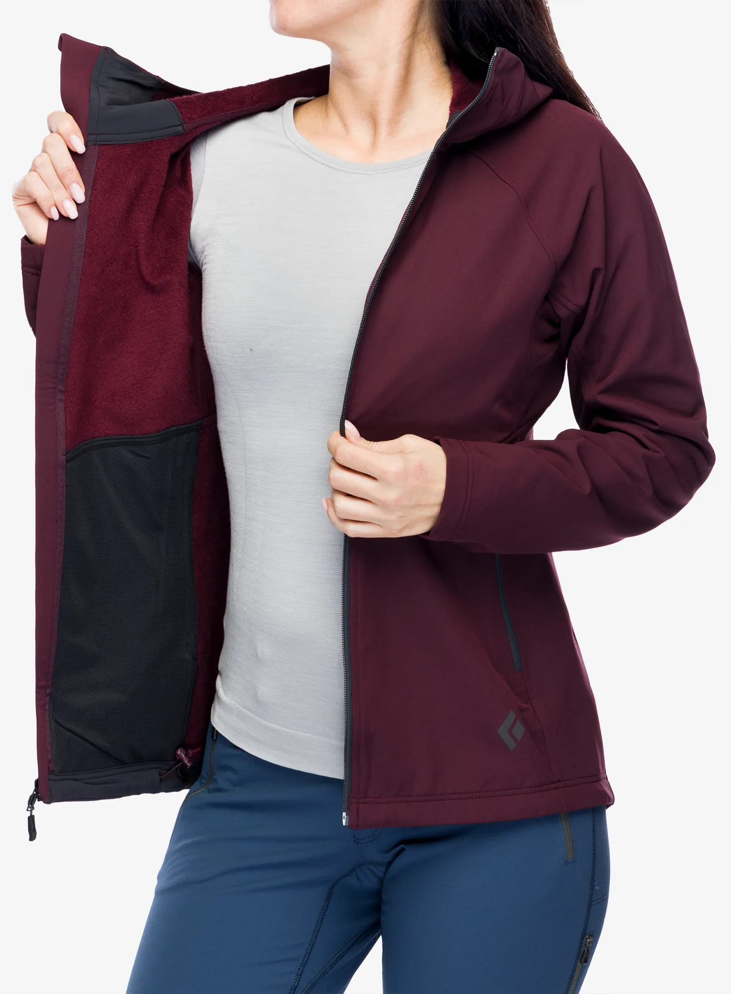 Ženska softshell jakna Black Diamond Element Hoody - bordeaux