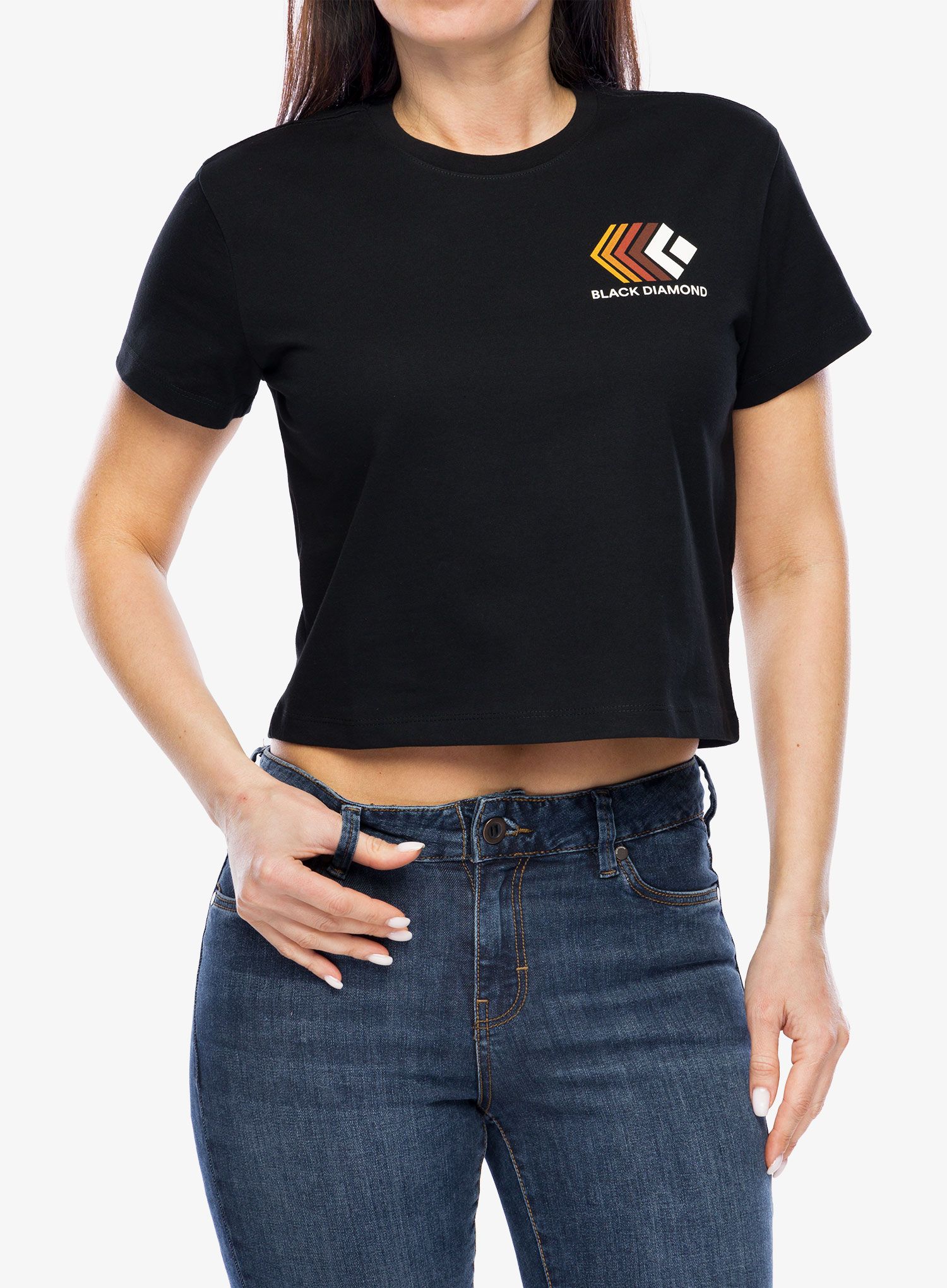 Ženska majica s potiskom Black Diamond Faded Crop SS Tee - black