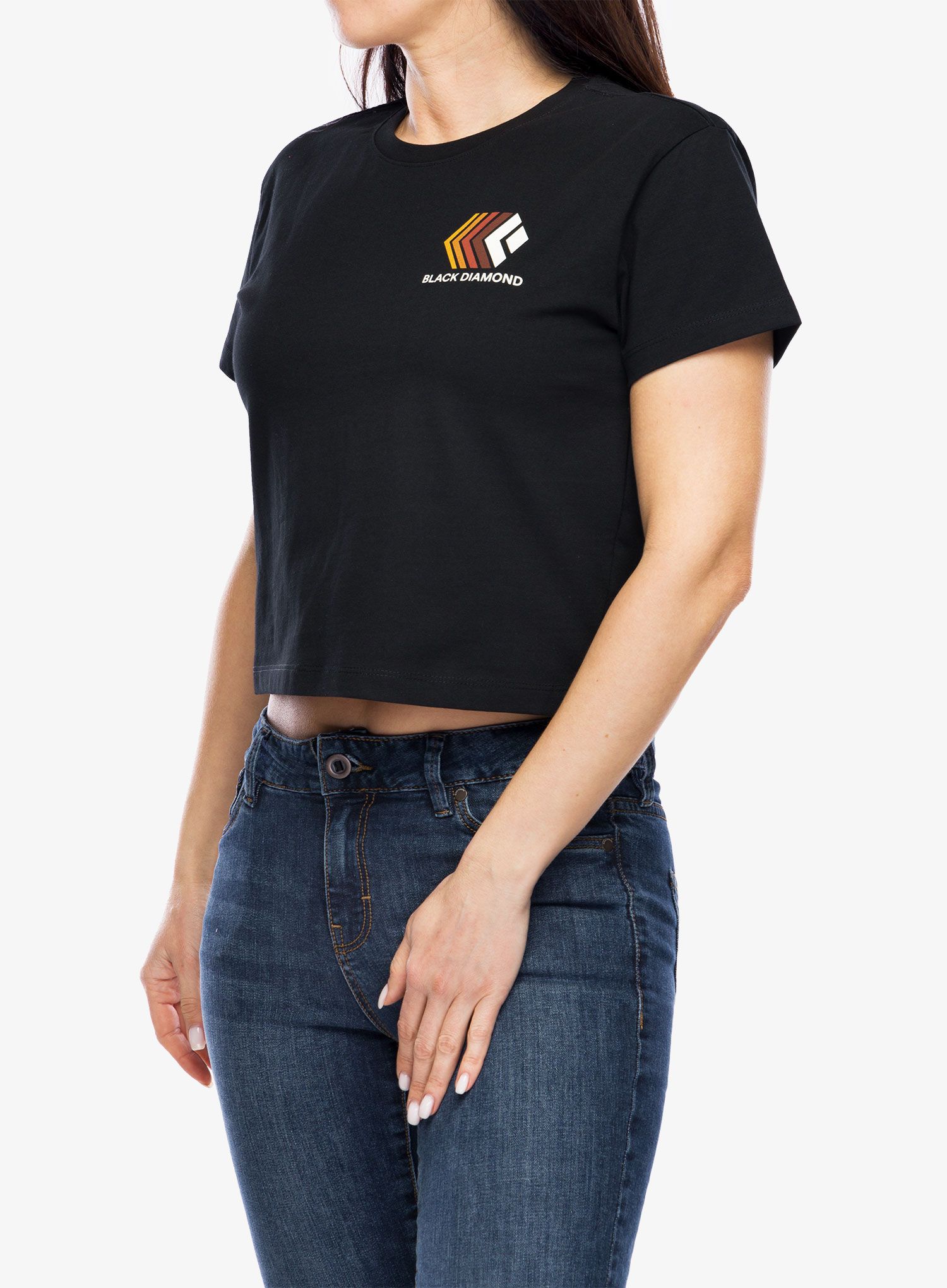 Ženska majica s potiskom Black Diamond Faded Crop SS Tee - black