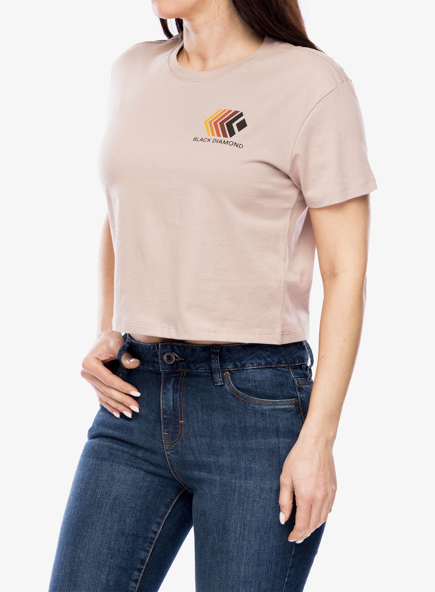 Ženska majica s potiskom Black Diamond Faded Crop SS Tee - pale mauve