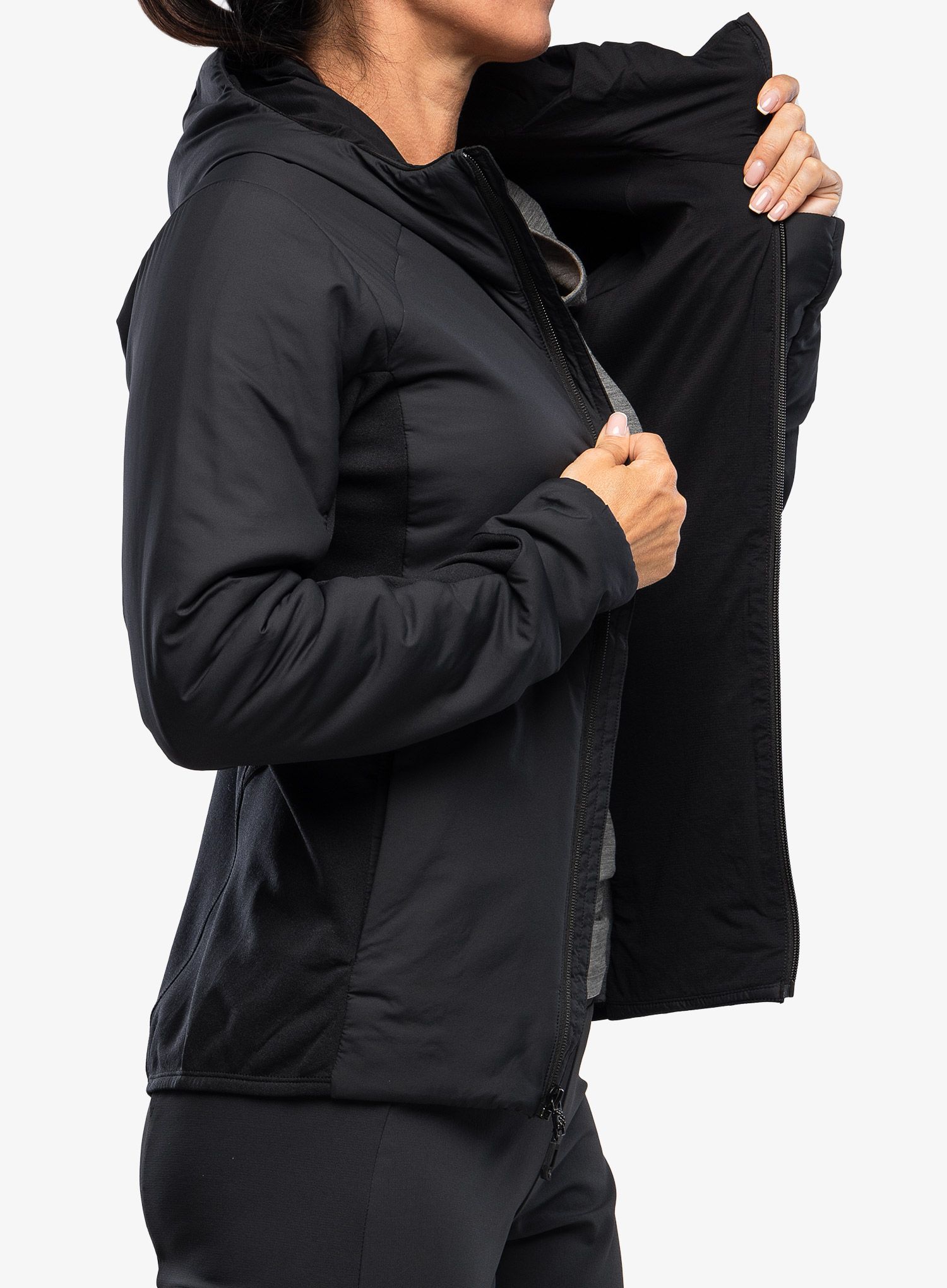 Ženska sintetična jakna Black Diamond First Light Hybrid Hoody - black/black