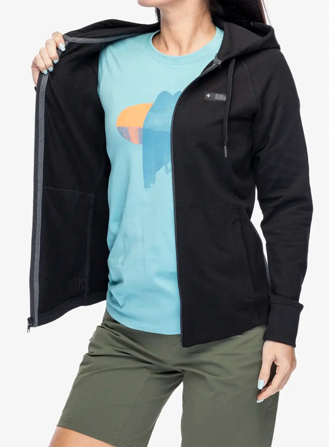 Ženska jopa s kapuco Black Diamond Mountain Transparency FZ Hoody - black